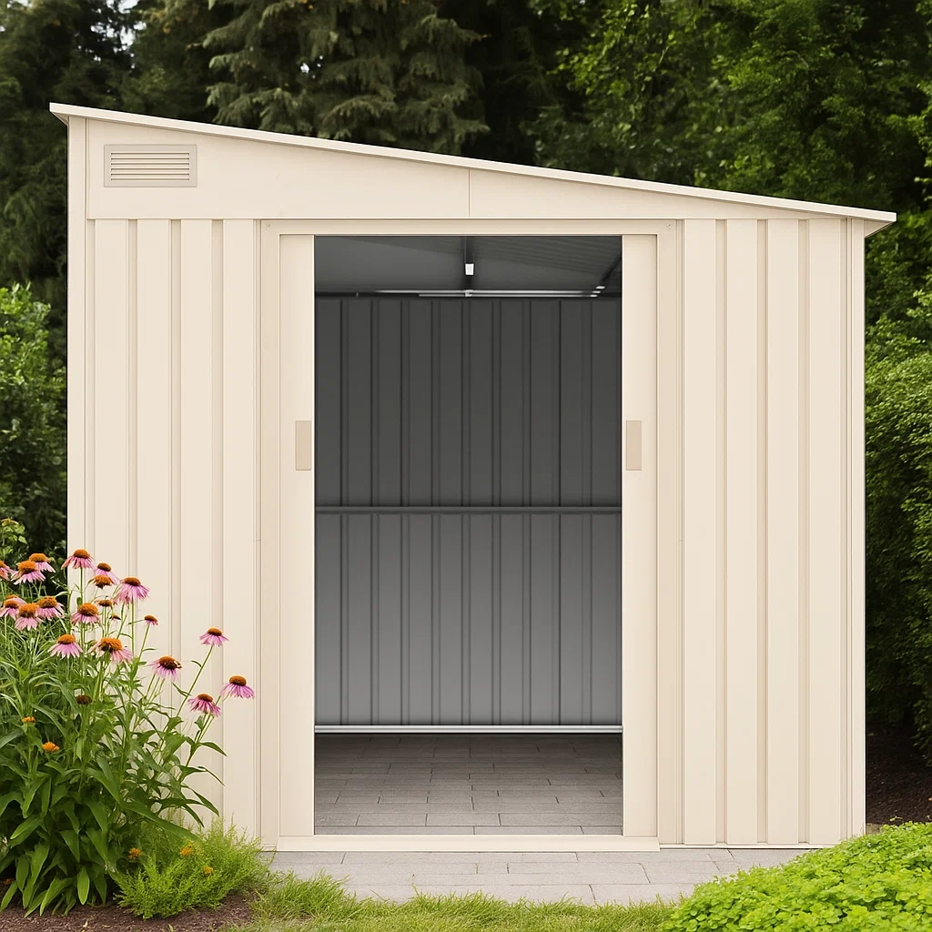 Abri de jardin en acier galvanisé beige, 3,04 m² - QMUhqyU143Ii