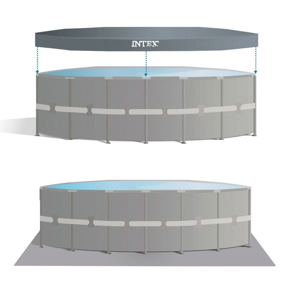 Piscine tubulaire circulaire amovible en PVC gris foncé Intex 732 x 132 cm avec purificateur