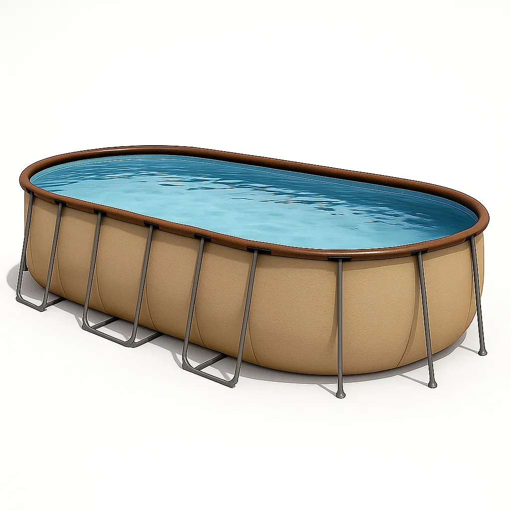 Piscine tubulaire ovale 472 x 286 x 104 cm, coloris beige/bleu, SVTKtZn156Ug