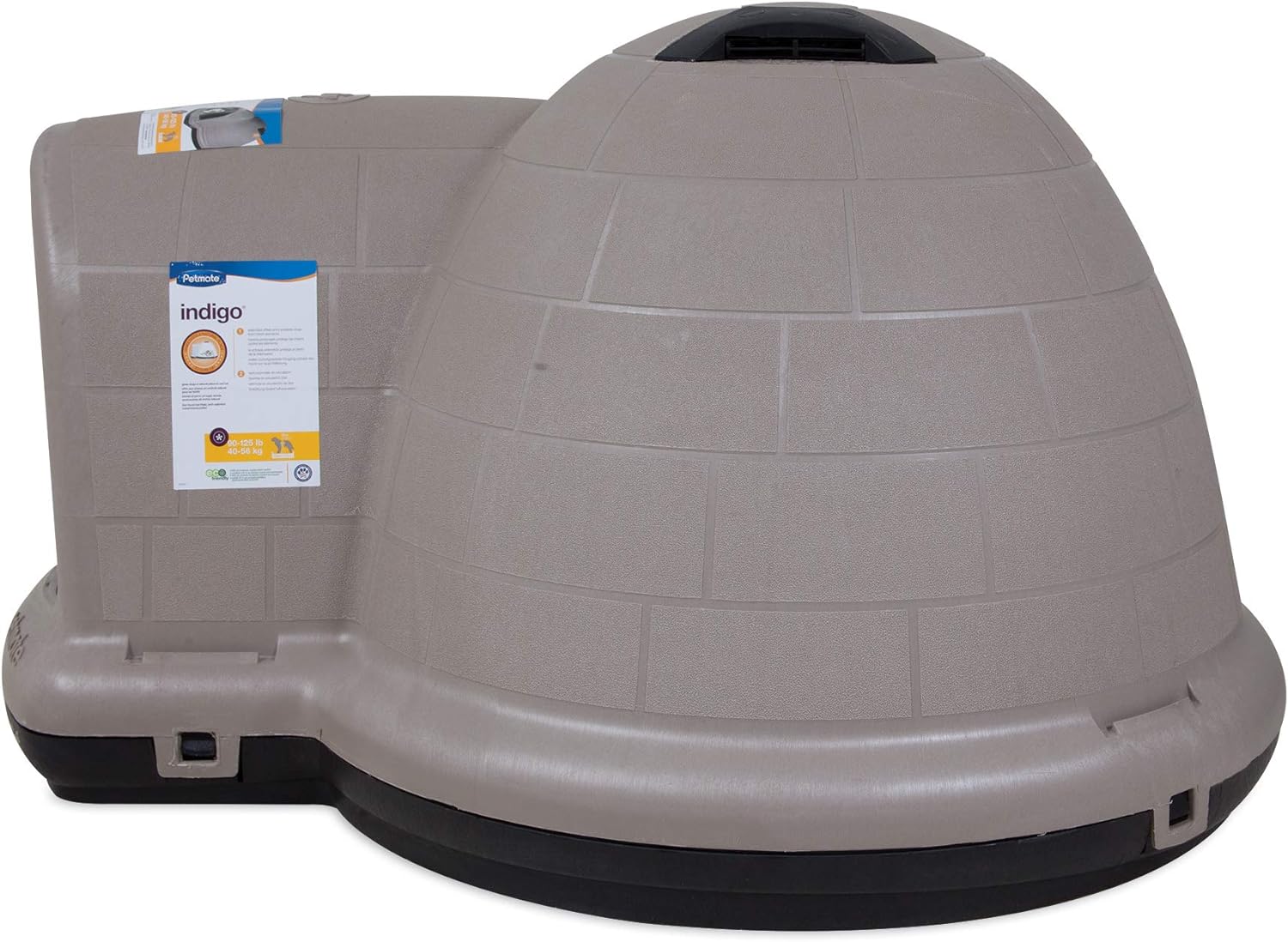 2025 Petmate Indigo Hundehus (Igloo-stil hus. Lavet i USA med 90% genbrugsmaterialer. Dyrehus til al slags vejr) til ekstra store hunde - 40 til 50 kg. Lavet i USA.