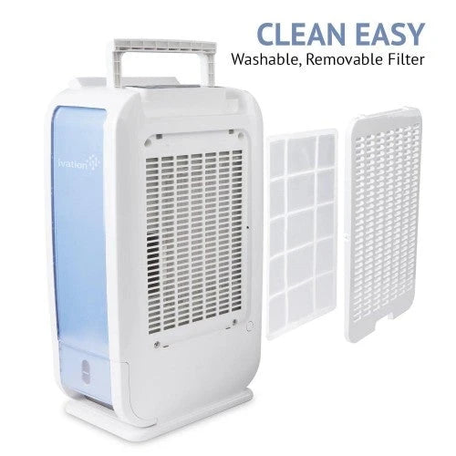 Déshumidificateur à dessiccant compact et silencieux Ivation 13 pintes pour petites surfaces – avec tuyau de vidange continu pour petits espaces, salle de bain, grenier, vide sanitaire et placards – pour espaces jusqu'à 25 mètres carrés (