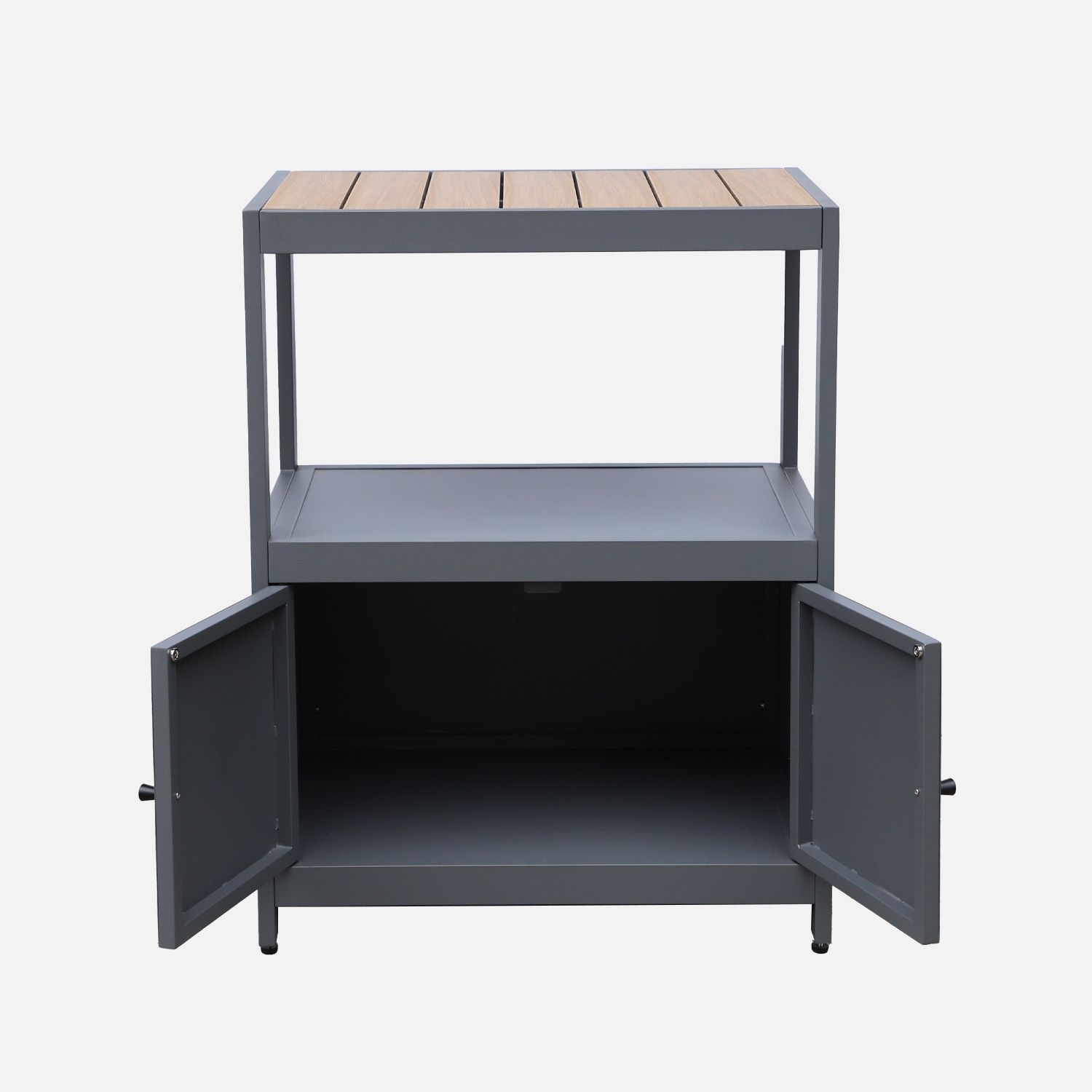 Udendørskøkken i aluminium og polywood med 2 døre, antracit