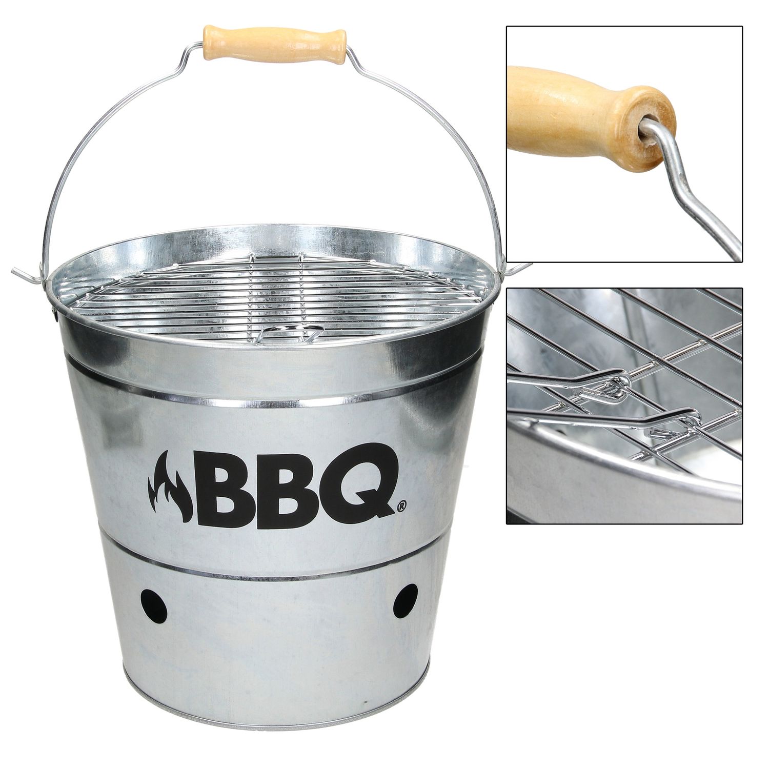 Grillwürfel mit Rost und Tragegriff Ø25cm Silber ECD Deutschland