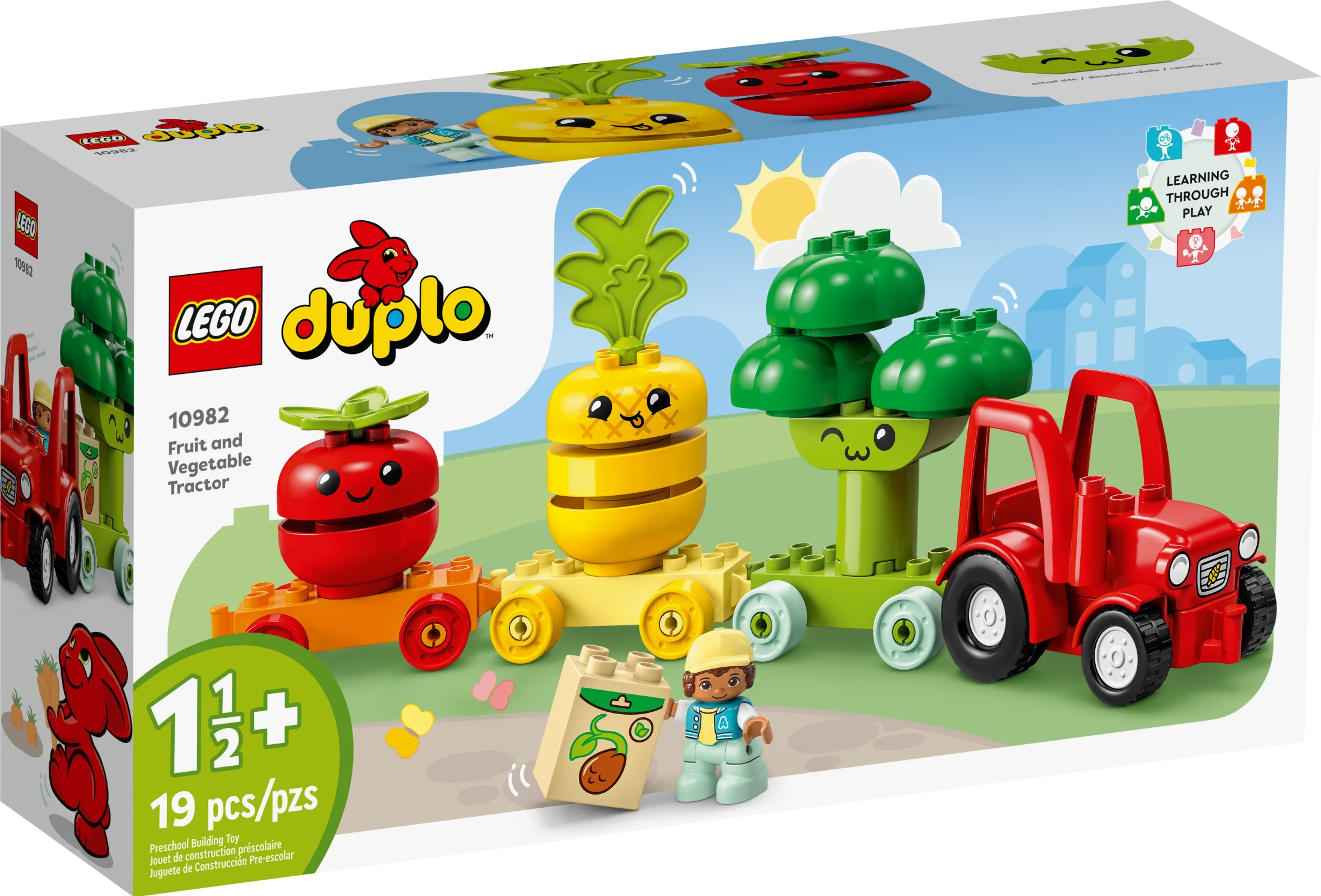 LEGO DUPLO Min første frugt- og grøntsagstraktor 10982, stabling og farvesorteringslegetøj til babyer og småbørn i alderen 1,5-3 år, pædagogisk sæt til tidlig læring