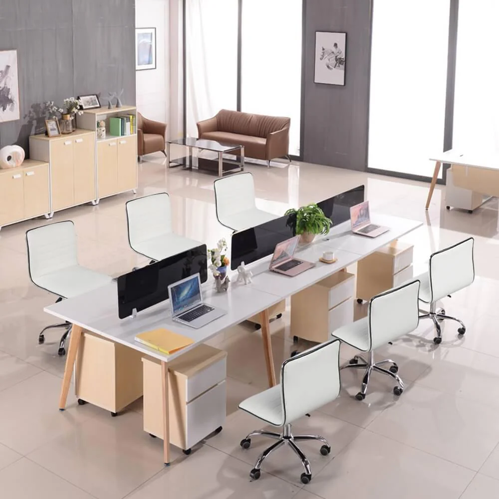 Yaheetech Bürostuhl aus PU-Leder. Niedrige Rückenlehne. Höhenverstellbar von 41,5 bis 56,5 cm.