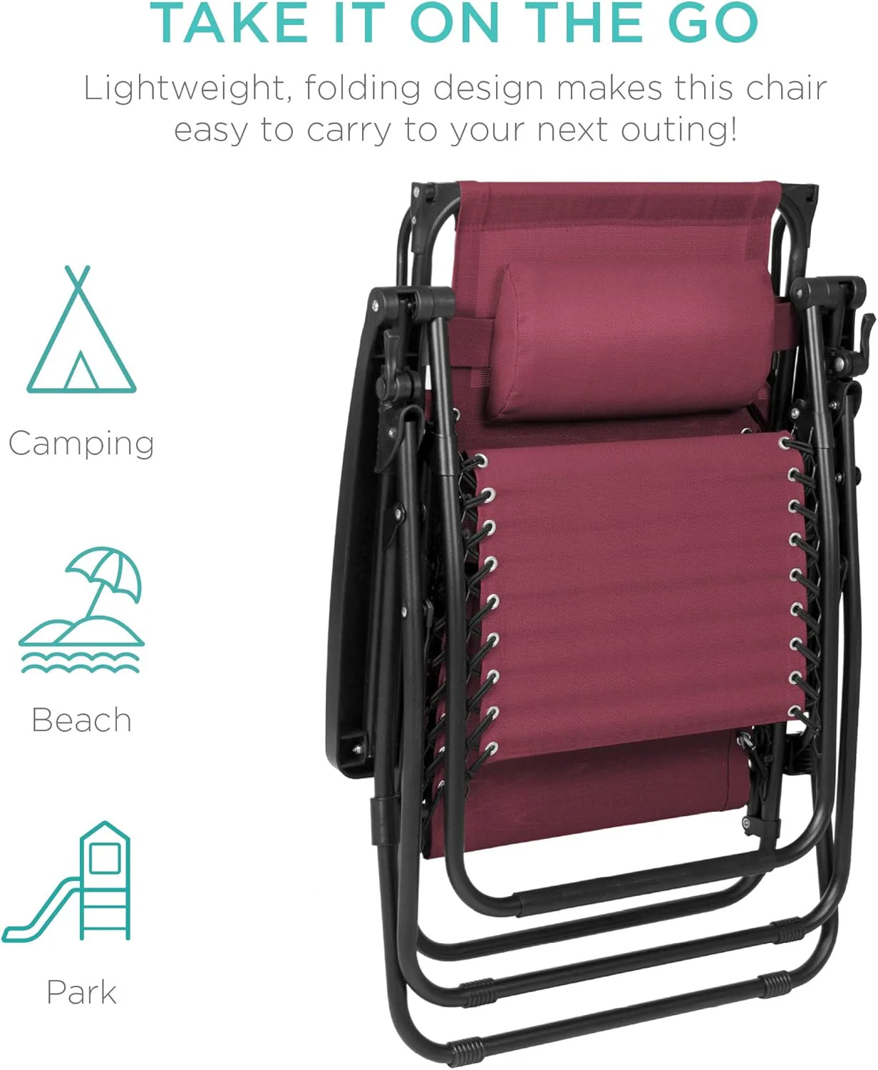 Bedste valg – Zero Gravity-lænestol til terrassen. Justerbar og foldbar udendørsstol med baldakin, nakkepude og sidebakke. Textilene – Påfugleblå