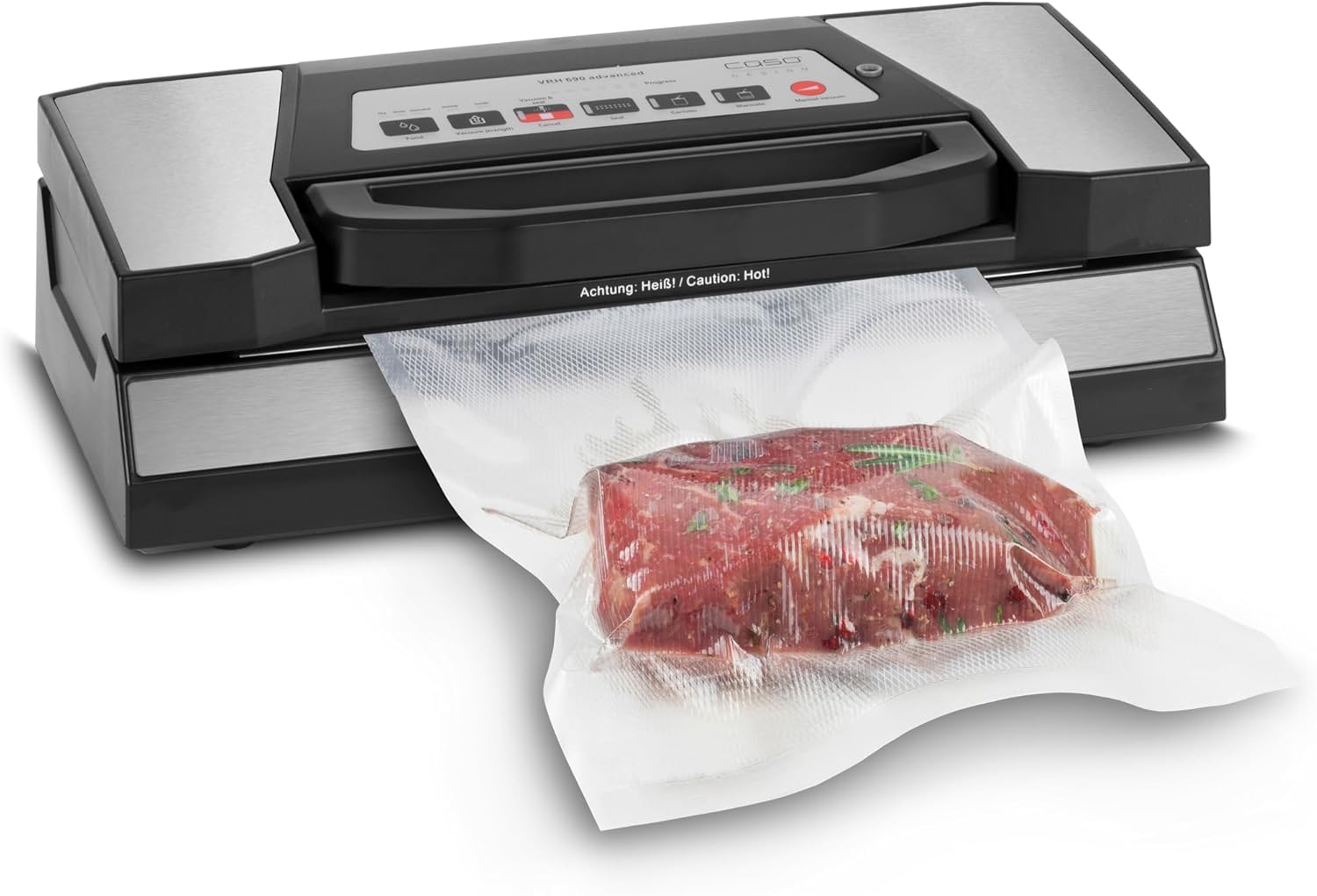 CASO VRH 790 Advanced Pro – Hochwertiger Vakuumierer für den privaten und professionellen Einsatz – Bis zu 200 Vakuumierzyklen in Folge möglich – Automatisches Vakuumieren von Flüssigkeiten – Edelstahl