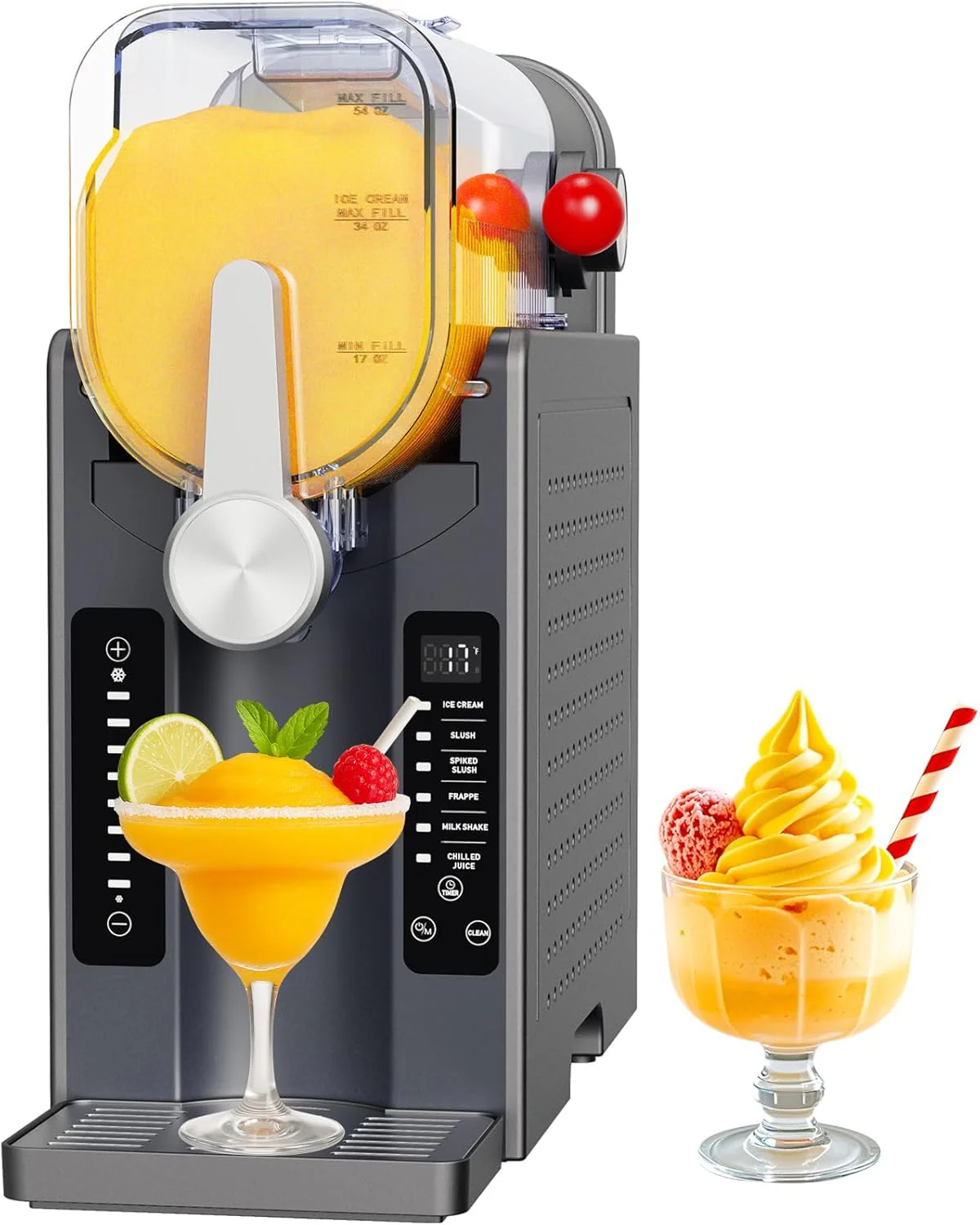 2025 UJR Slushie Maker – Alt-i-en isfri slushie maskine med temperaturvisning i realtid, selvrens og 6 forudindstillede tilstande | Margaritas, cocktails, frappés, is, smoothies, milkshakes