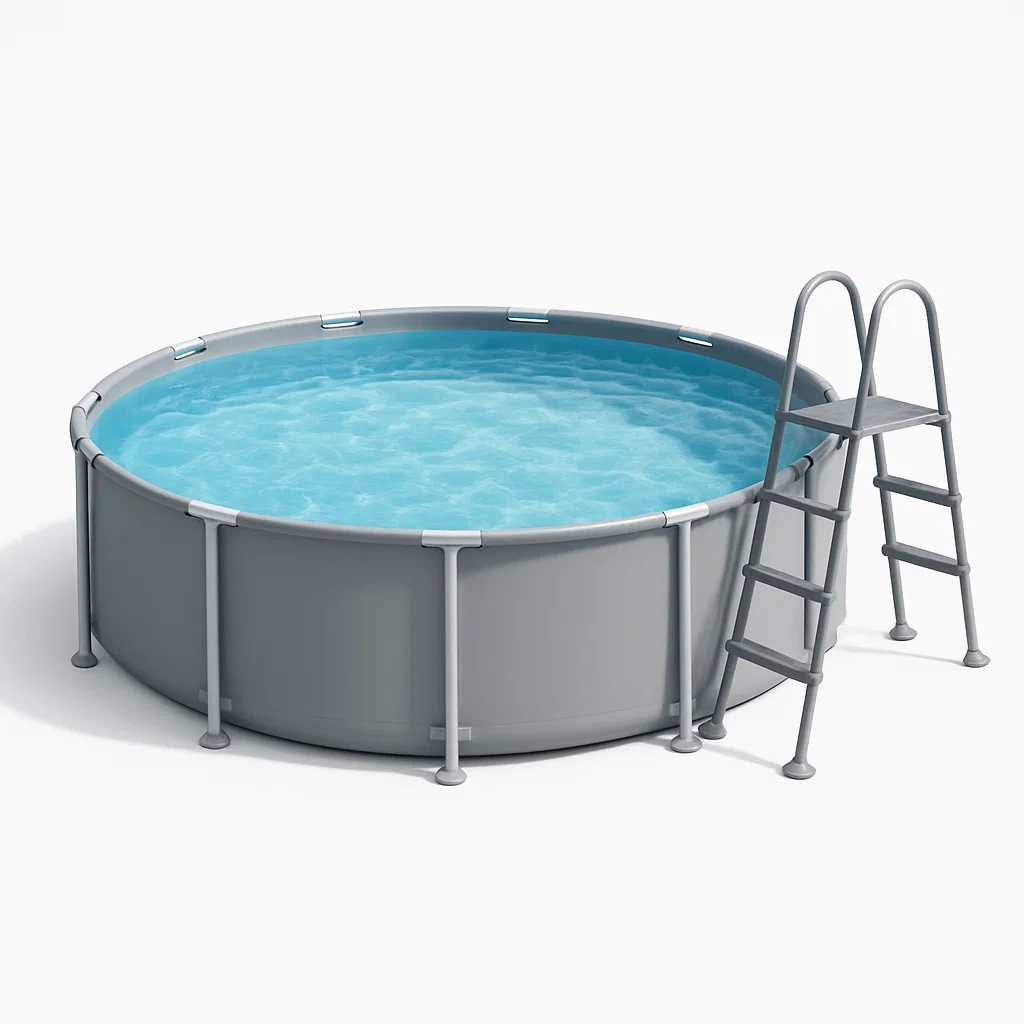 Piscine tubulaire ronde amovible en acier gris 358 x 98 cm avec filtre et échelle kCrugUj274ea
