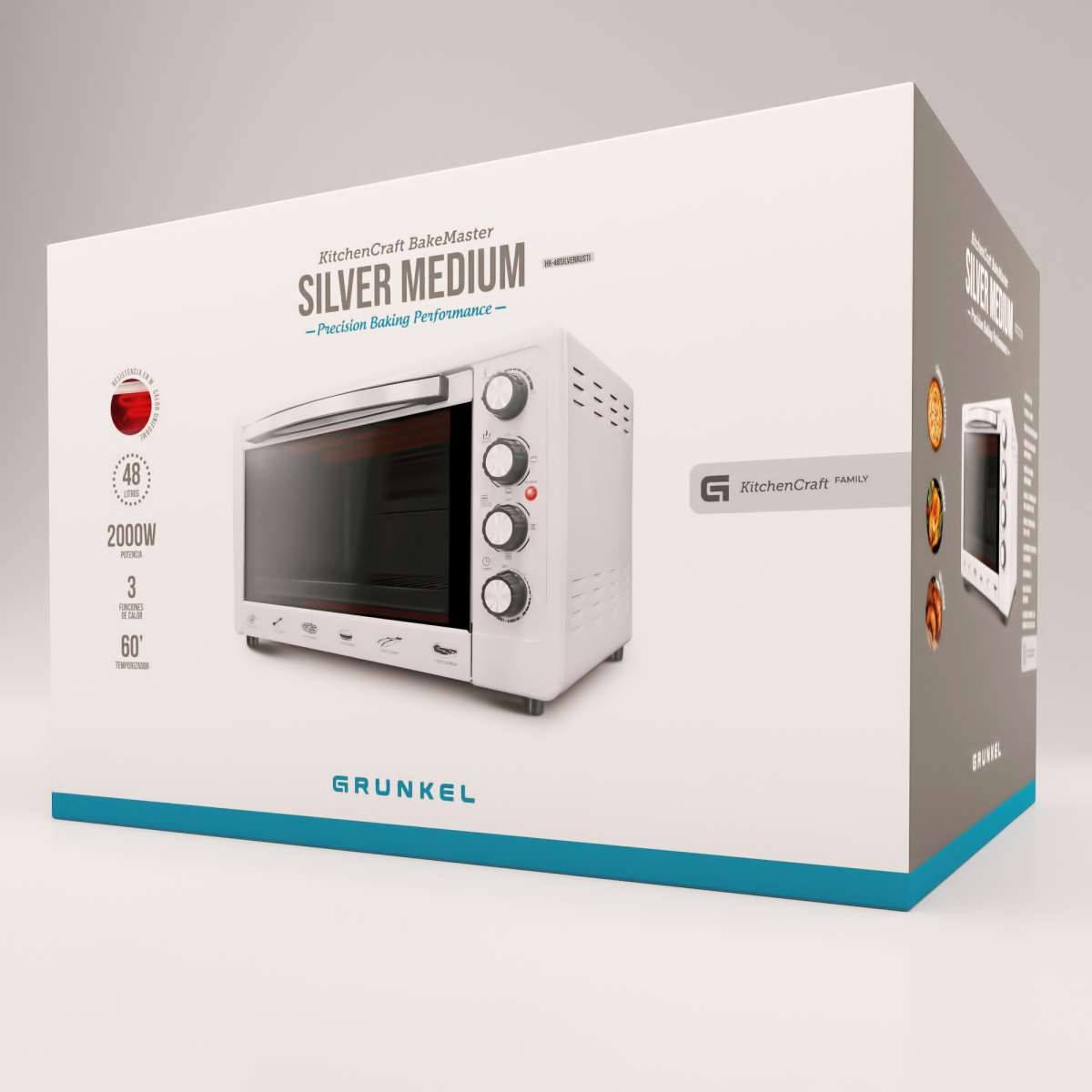 Elektrobackofen HR-48 Silver Rusti, 2200 W, 48 Liter, Grau