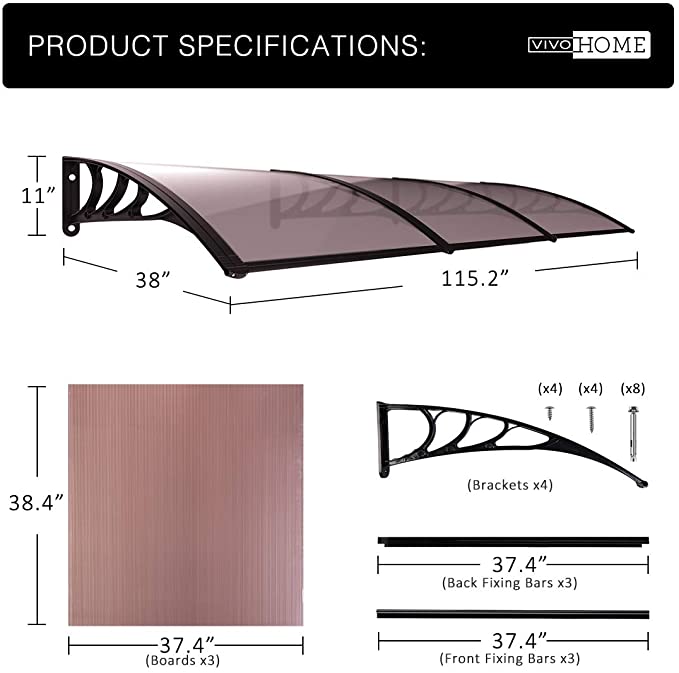 Brun vindues- og dørmarkise 40/80/120 tommer