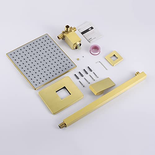 KES Schwarze Duscharmatur mit Duschventil und Regenduschkopf