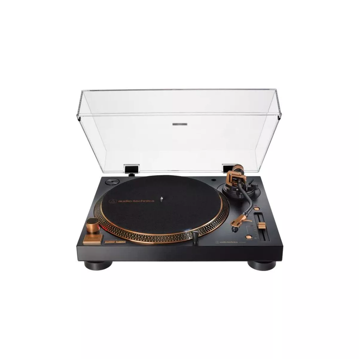 2025 Audio Technica AT-LP120XUSB-BZ USB Direct Stream pladespiller. Bronzefarvet – 3-hastigheds vinylpladespiller med indbygget forforstærker og digital konvertering.