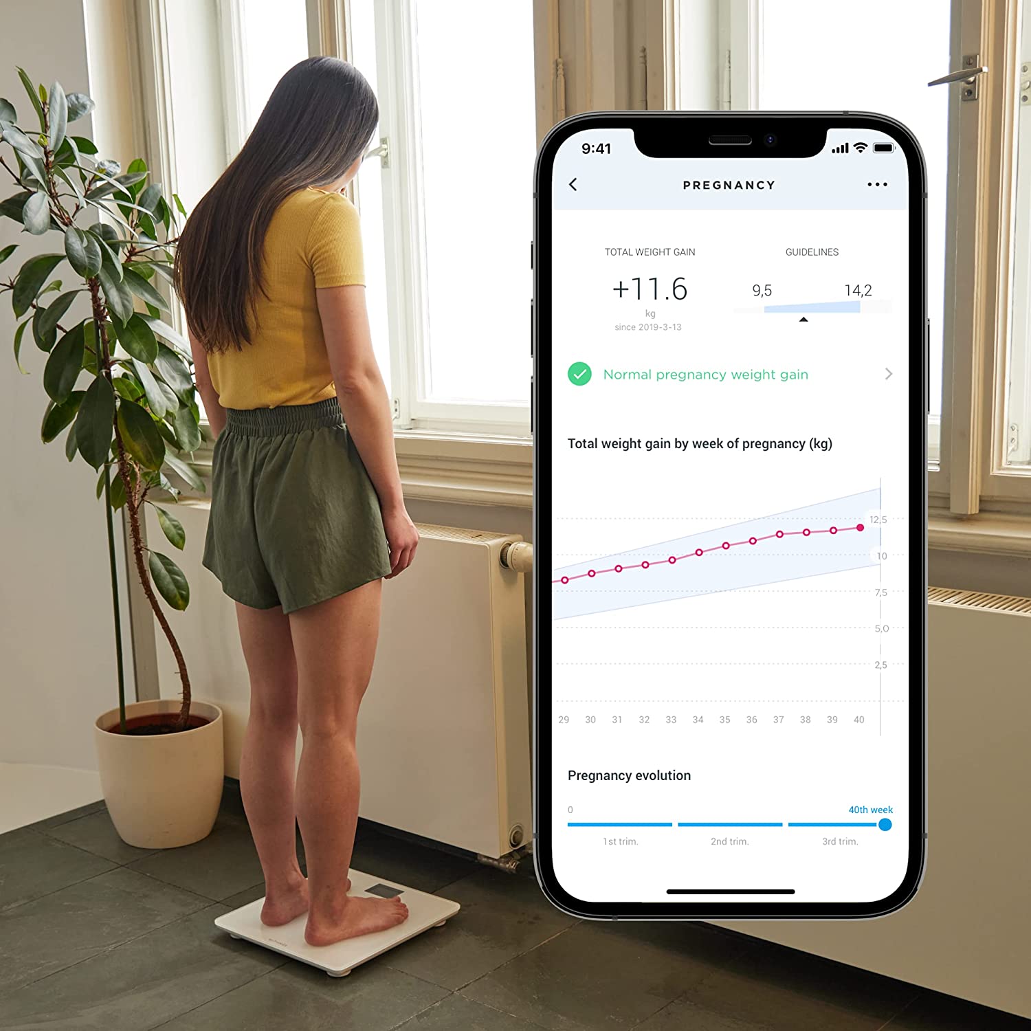 Withings Body+ – Intelligente digitale WLAN-Waage mit automatischer Synchronisierung mit der Smartphone-App