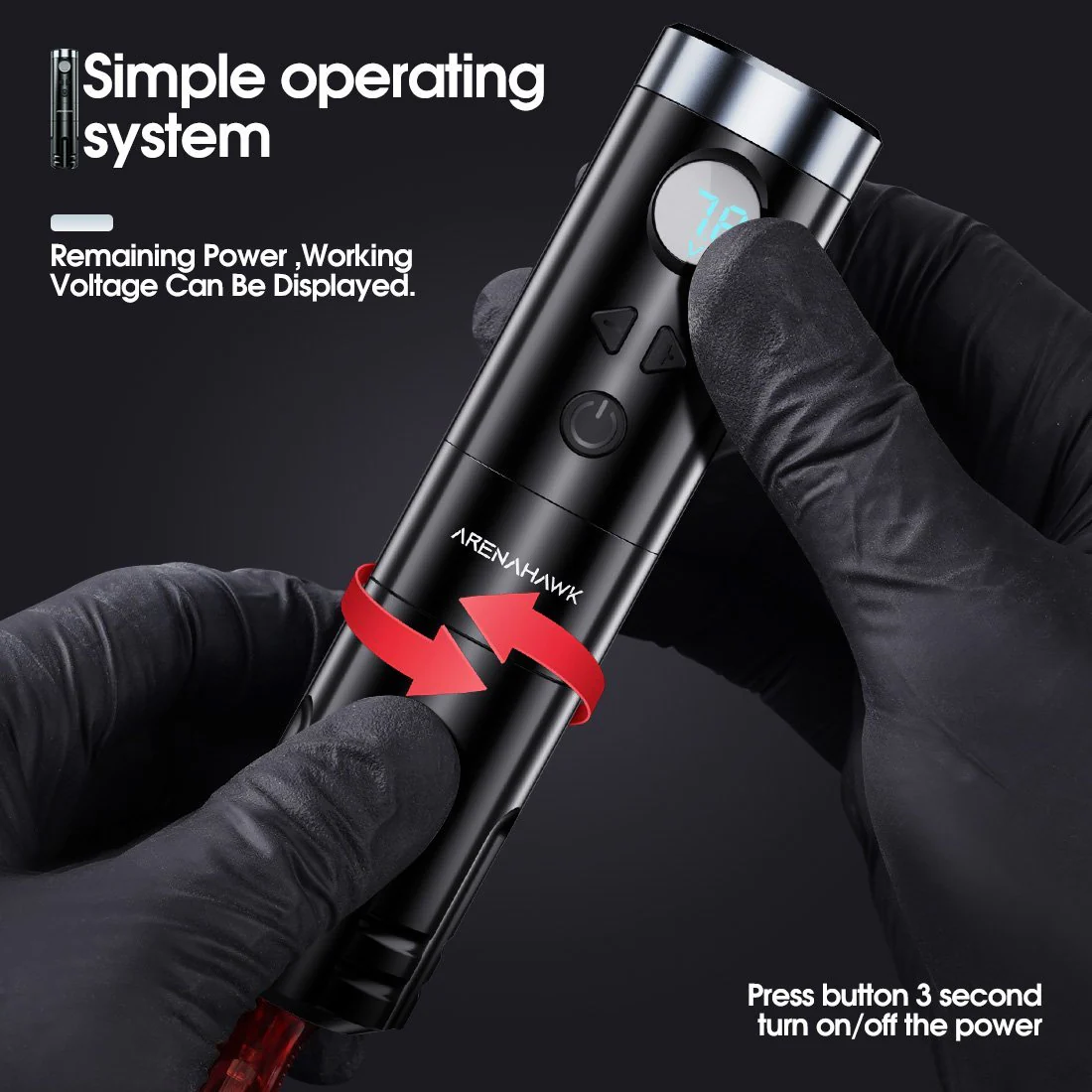 Machine à tatouer rotative sans fil Arenahawk A-Power avec course de 4,0 mm