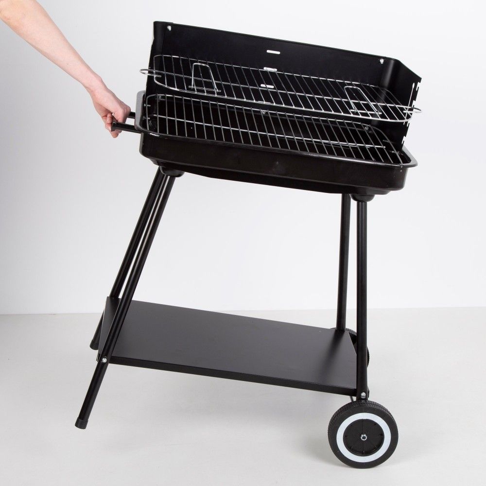 Tragbarer Stahlgrill 55 x 43 x 82 cm - Aktive. Schwarz