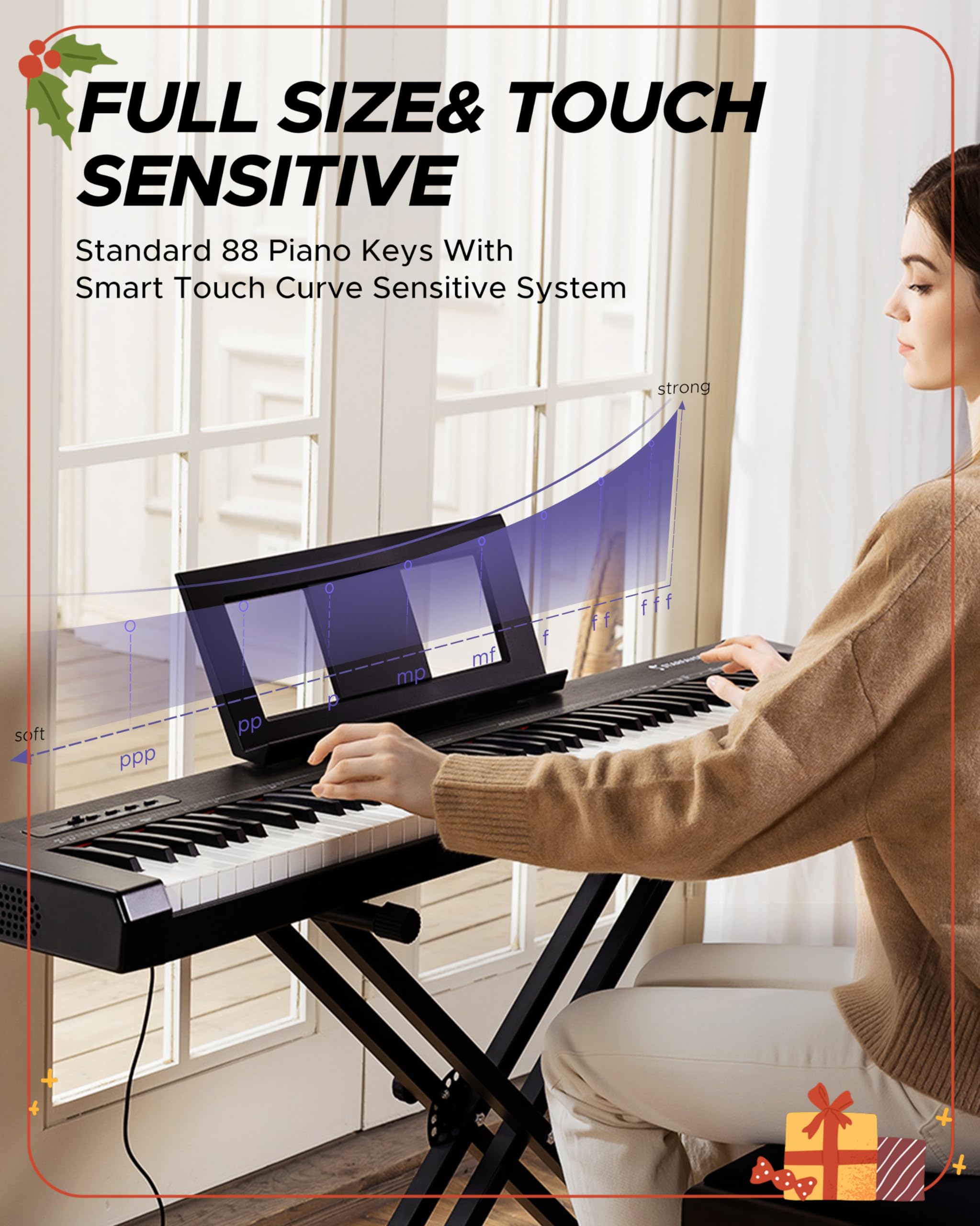 Clavier électrique Starfavor 2025 pour débutants avec touches semi-lestées (SP-10)