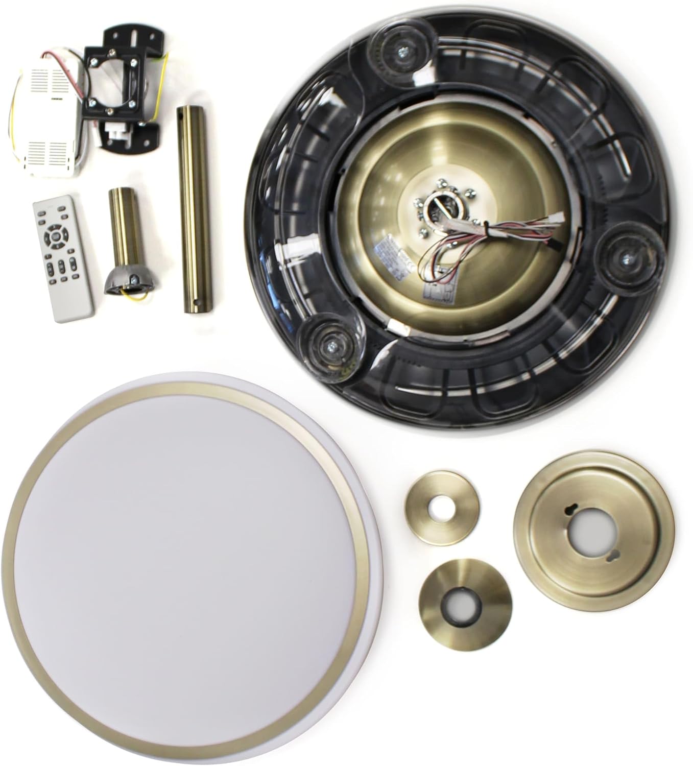 Wonderlamp – Mini ventilateur de plafond LED Pearl avec pales rétractables, moteur CC silencieux, 3 températures de couleur réglables, 46 W, blanc