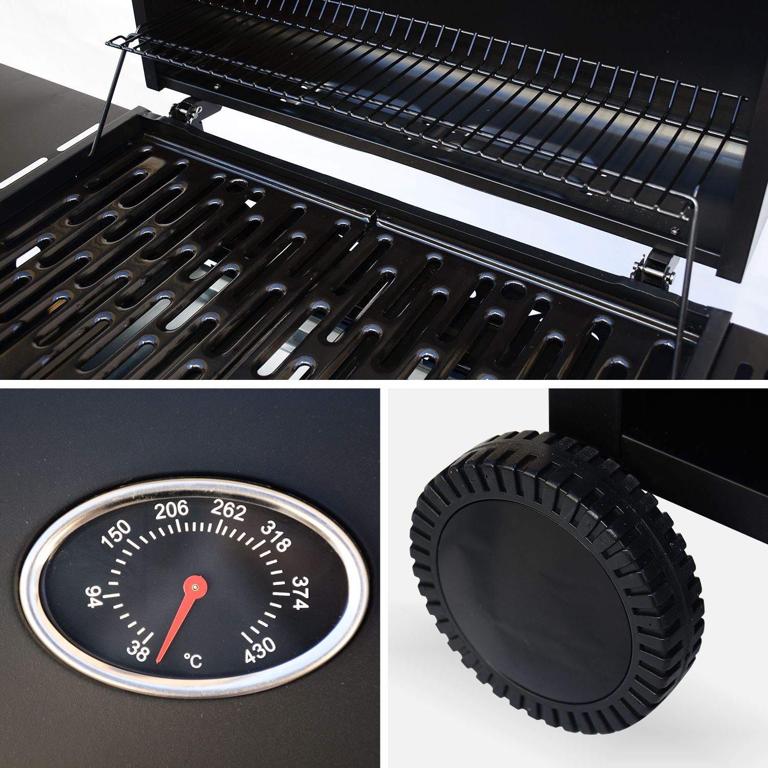 Gasgrill - Treville 4 Schwarz - 4 Brenner + 1 Kochfeld