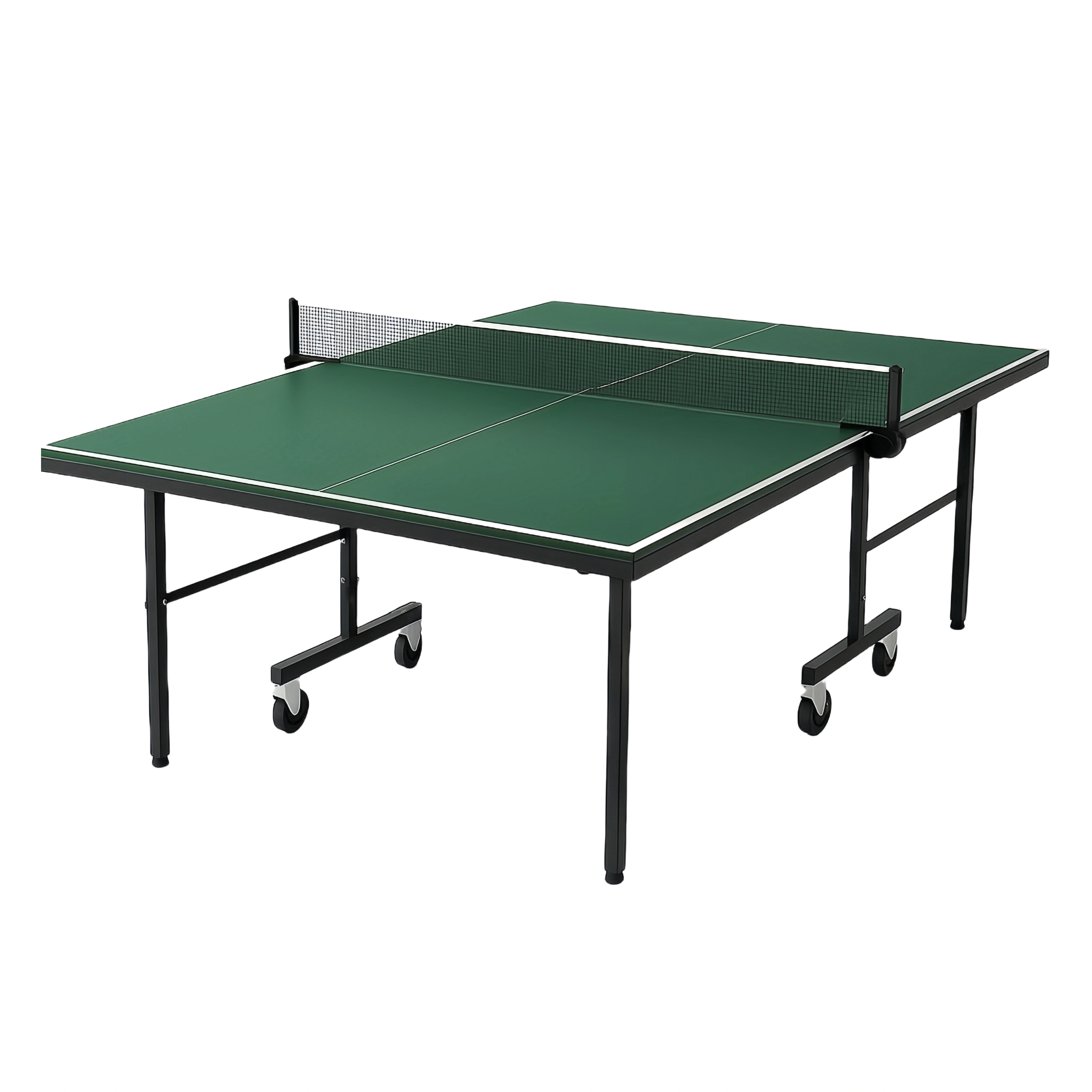 Table de ping-pong, plateau vert, cadre en métal noir 274 x 152,5 x 76 cm