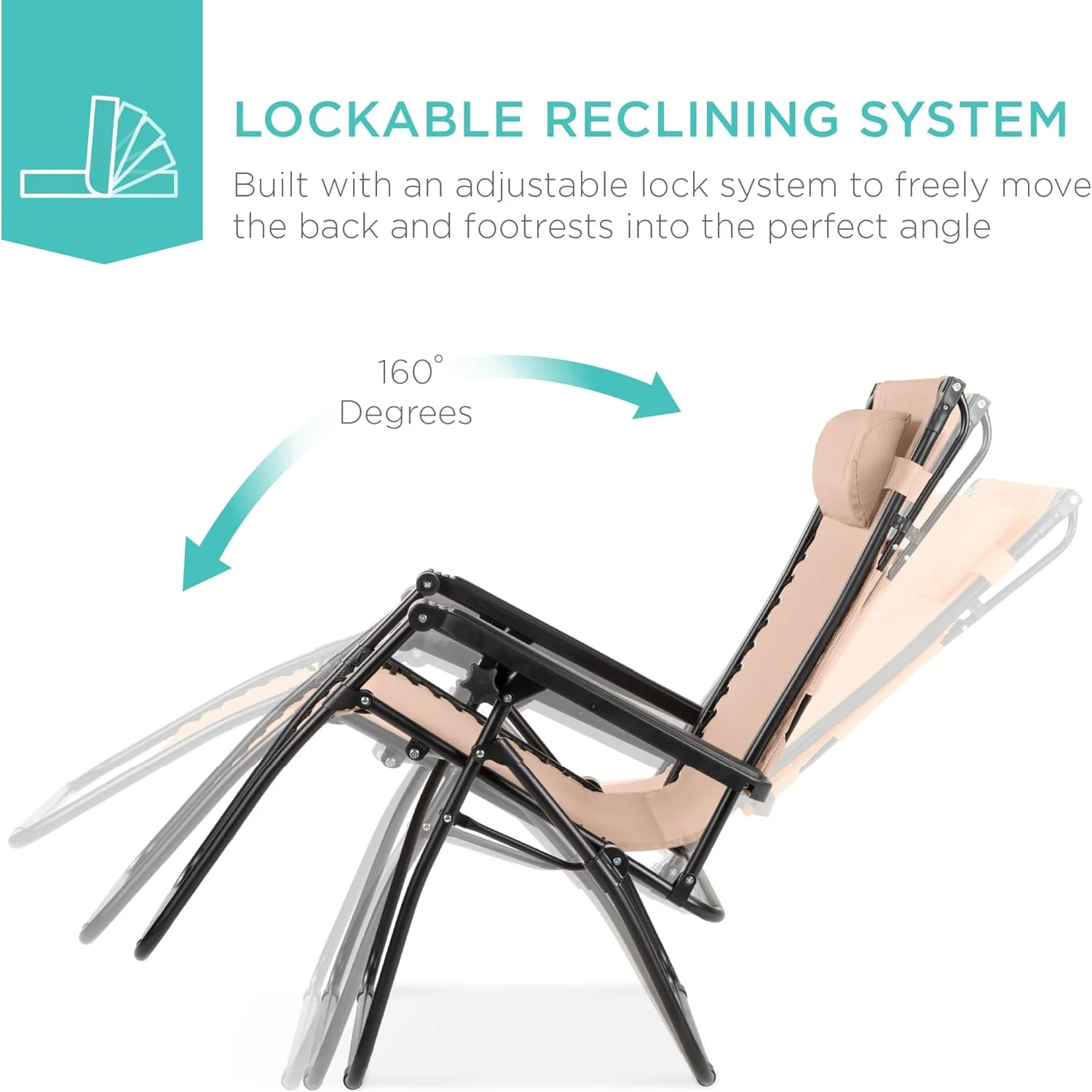 Bedste valg – Zero Gravity-lænestol til terrassen. Justerbar og foldbar udendørsstol med baldakin, nakkepude og sidebakke. Textilene – Påfugleblå