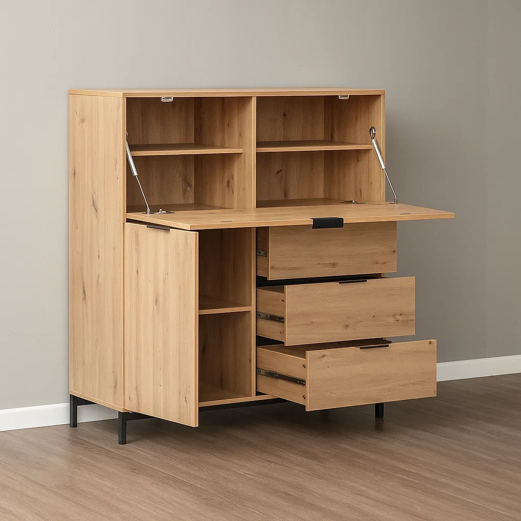 Bureau secrétaire en MDF, lumière naturelle, 100×40×115 cm - aRmjMJvxVUAC