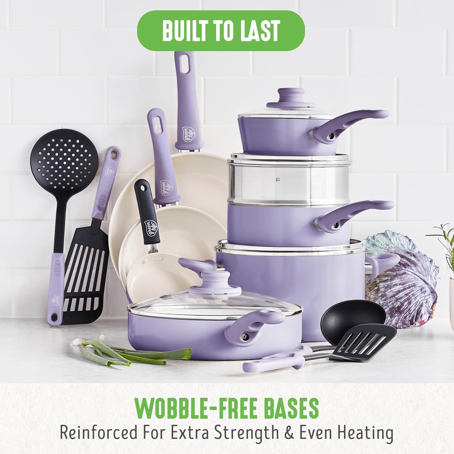 GreenLife Soft Grip 16-teiliges Antihaft-Keramik-Kochgeschirr-Set, bestehend aus Bratpfanne, Stielkasserolle und Topf, PFAS-frei, spülmaschinenfest, ofenfest, türkis