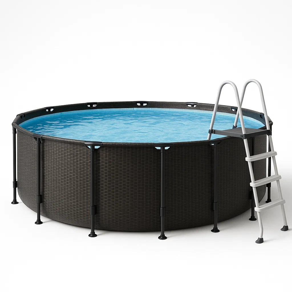 Piscine tubulaire ronde amovible 448 x 105 cm, structure en acier brun foncé avec filtre et échelle TPWSROt283wl