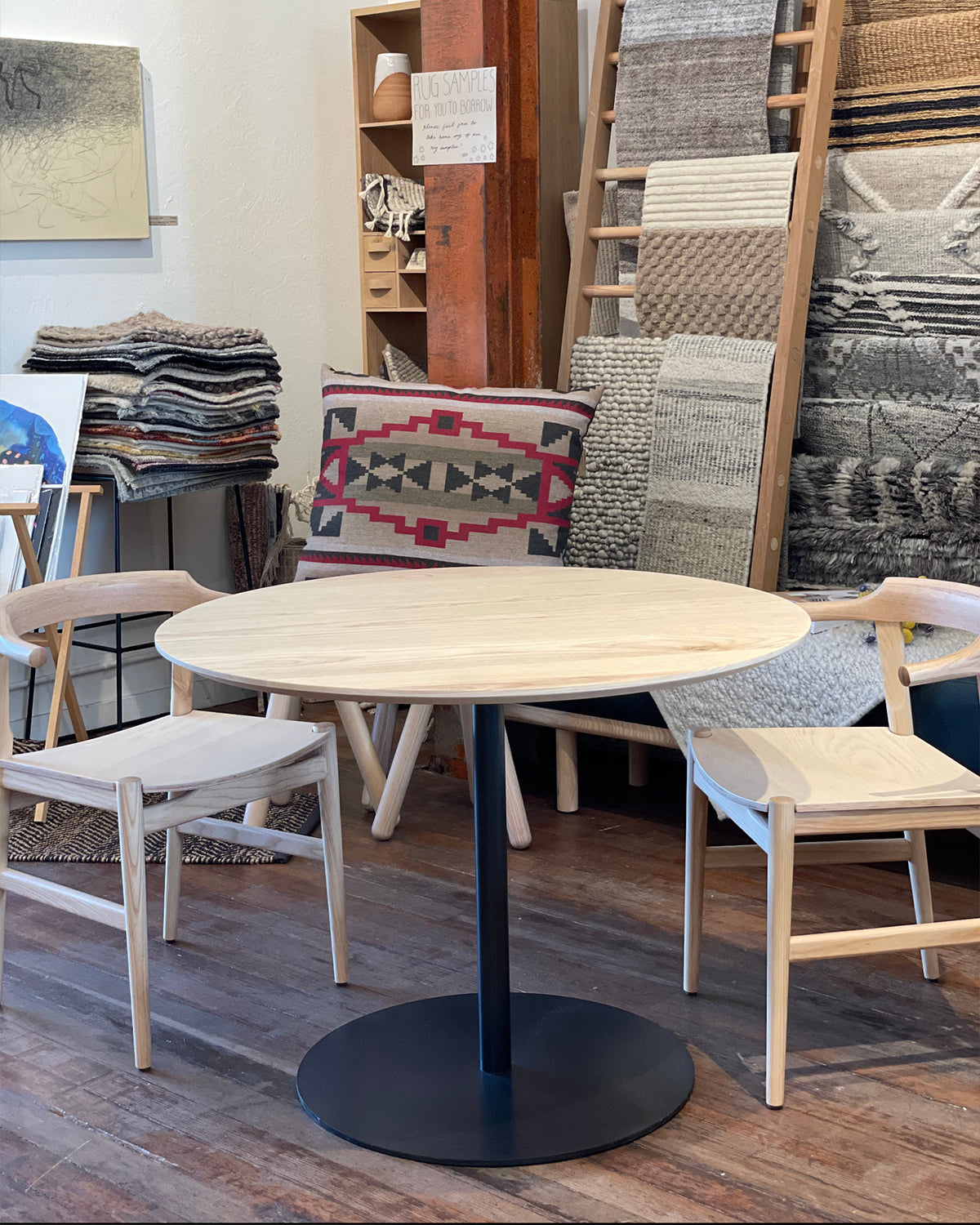 Mesa de comedor redonda Disco - Fresno blanco