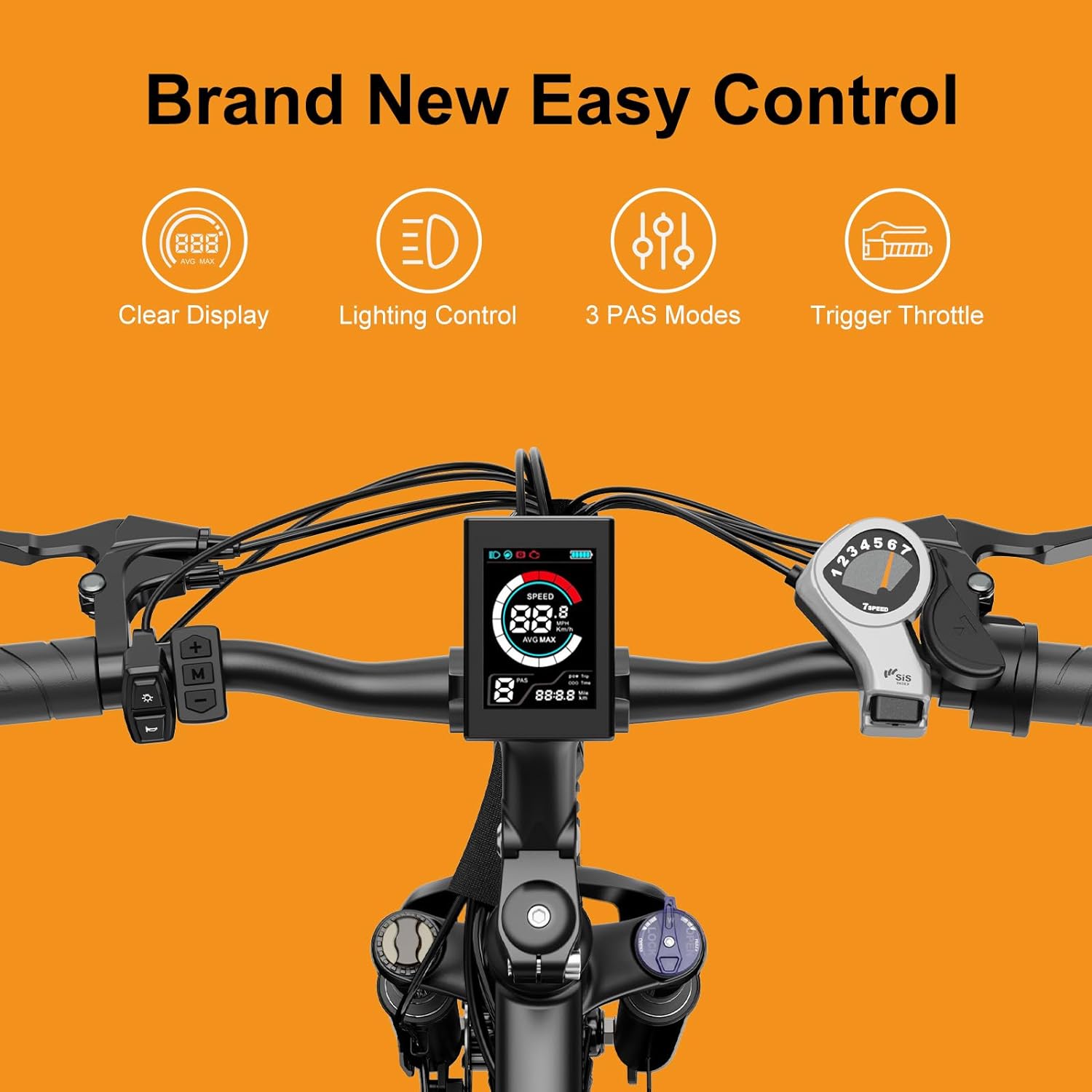 Vélo électrique Jasion EB5 pour adultes avec batterie amovible de 360 ​​Wh, 64 km, 32 km/h, VTT électrique de ville avec moteur de 350 W, 7 vitesses, pneus de 26 pouces et suspension avant.