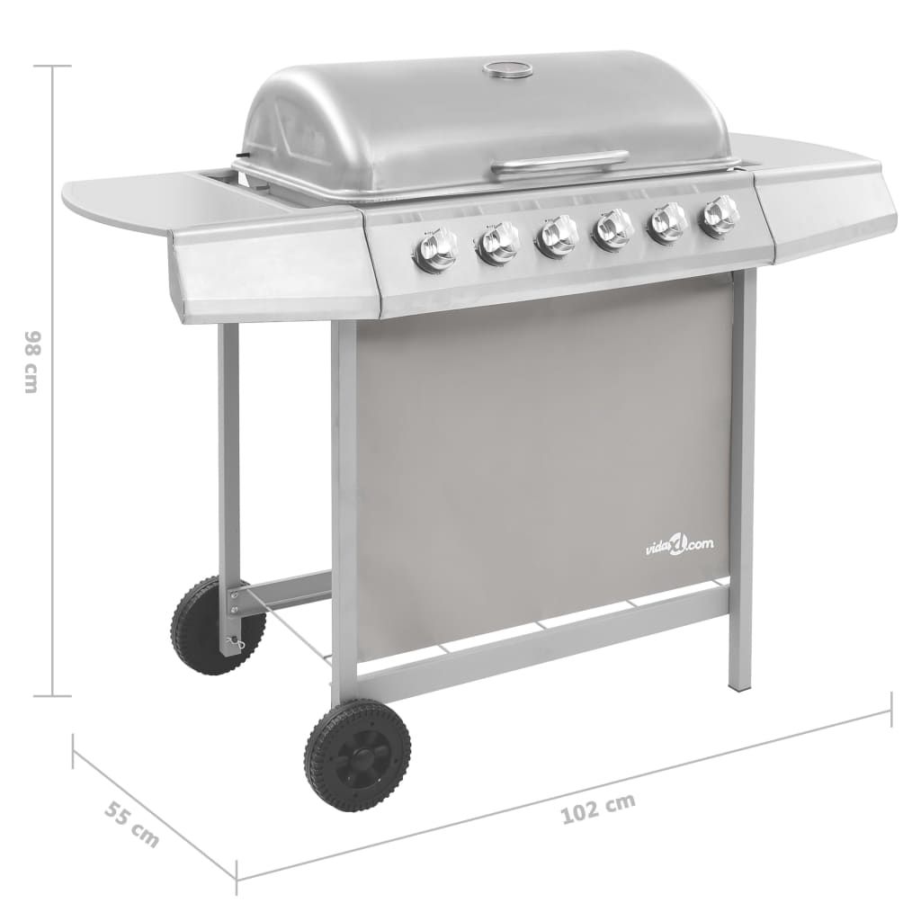Vidaxl 6-Brenner-Gasgrill, Silber