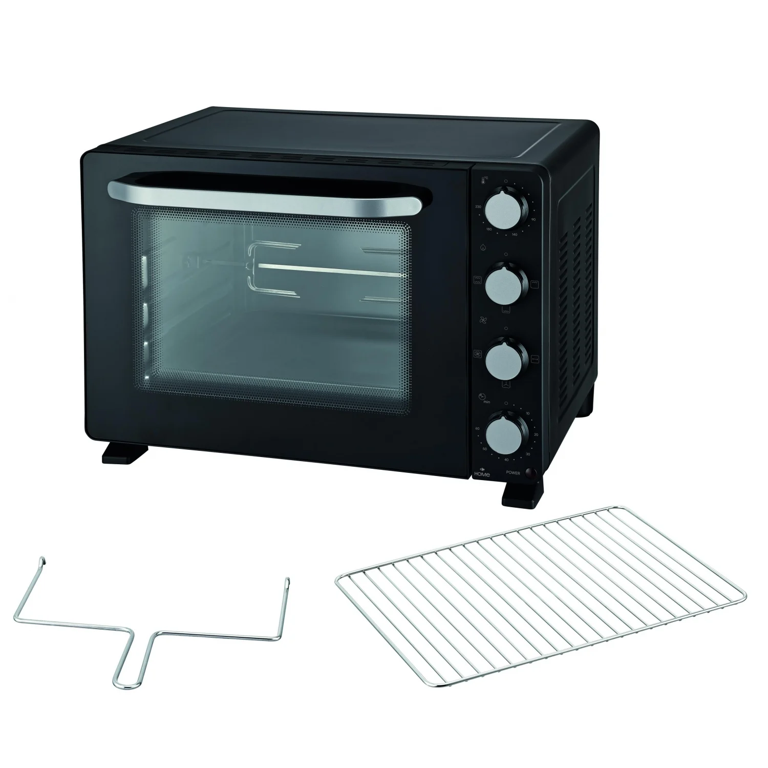 Carrefour Home HTO36-25 Tischbackofen, 1,6 kW, 36 l, Klapptür, 12 Kochfunktionen – Schwarz