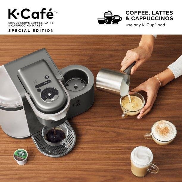 Keurig K-Cafe Einzelportions-Kaffeemaschine, Silber/Grau