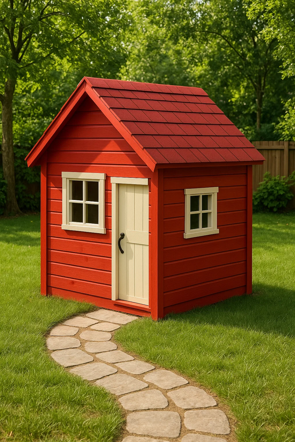 Maisonnette en bois rouge avec toit rouge pour jardin extérieur, 135×110×150 cm fHFfjJW140ON
