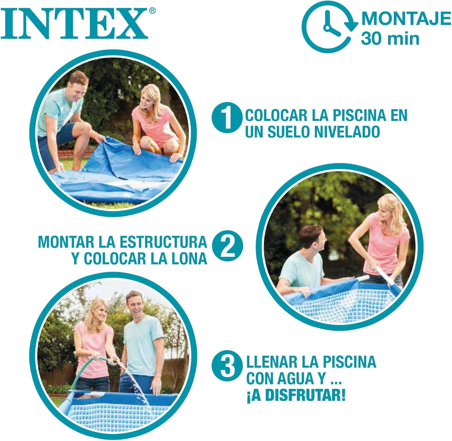 Intex 28271NP – Kleiner Rahmen-Aufstellpool 260 x 160 x 65 cm, 2.282 Liter, Blau