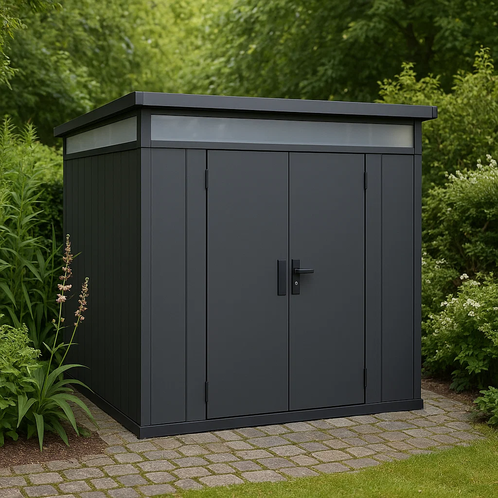 Abri de jardin en métal gris anthracite, acier, extérieur, 210 x 160 x 200 cm jMncGpN222rE