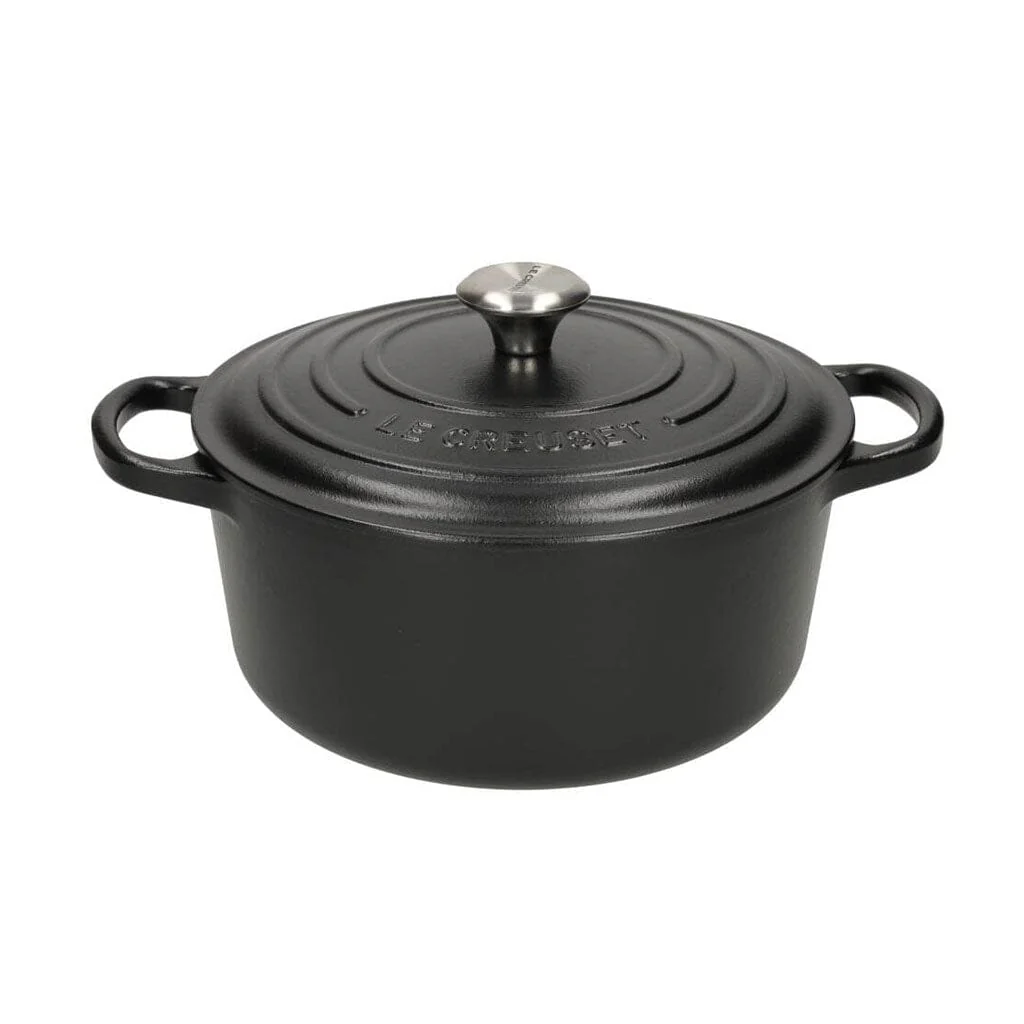 2025 Le Creuset - Signature Rund Stege-/Sauterpande Mat Sort 20cm 2,4L (Sort Indvendigt)