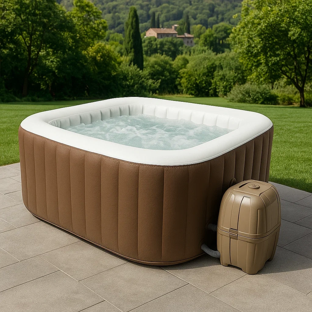 Spa gonflable 196 x 150 x 71 cm, 4 places, marron clair/blanc vsLVgwD320gy