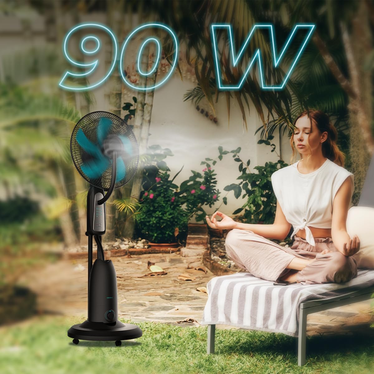 Ventilateur brumisateur d'eau douce Cecotec EnergySilence 490 avec télécommande, 90 W, diamètre 40 cm, 5 pales, réservoir 2,8 L, minuterie 7,5 h, indicateur LED et oscillation