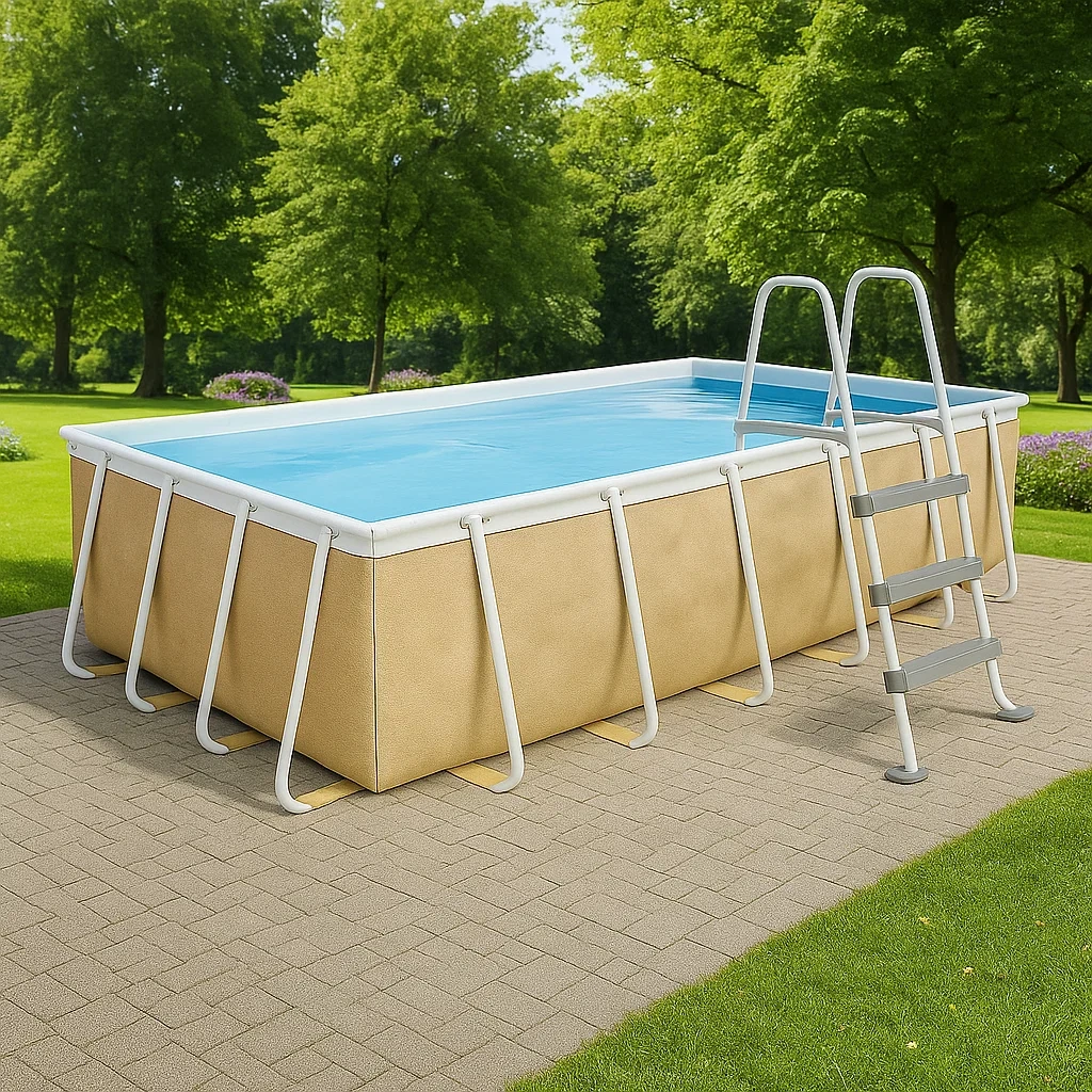 Piscine tubulaire rectangulaire amovible en acier 532 x 265 x 119 cm beige/blanche avec filtre et échelle IrhyPDq187Nq