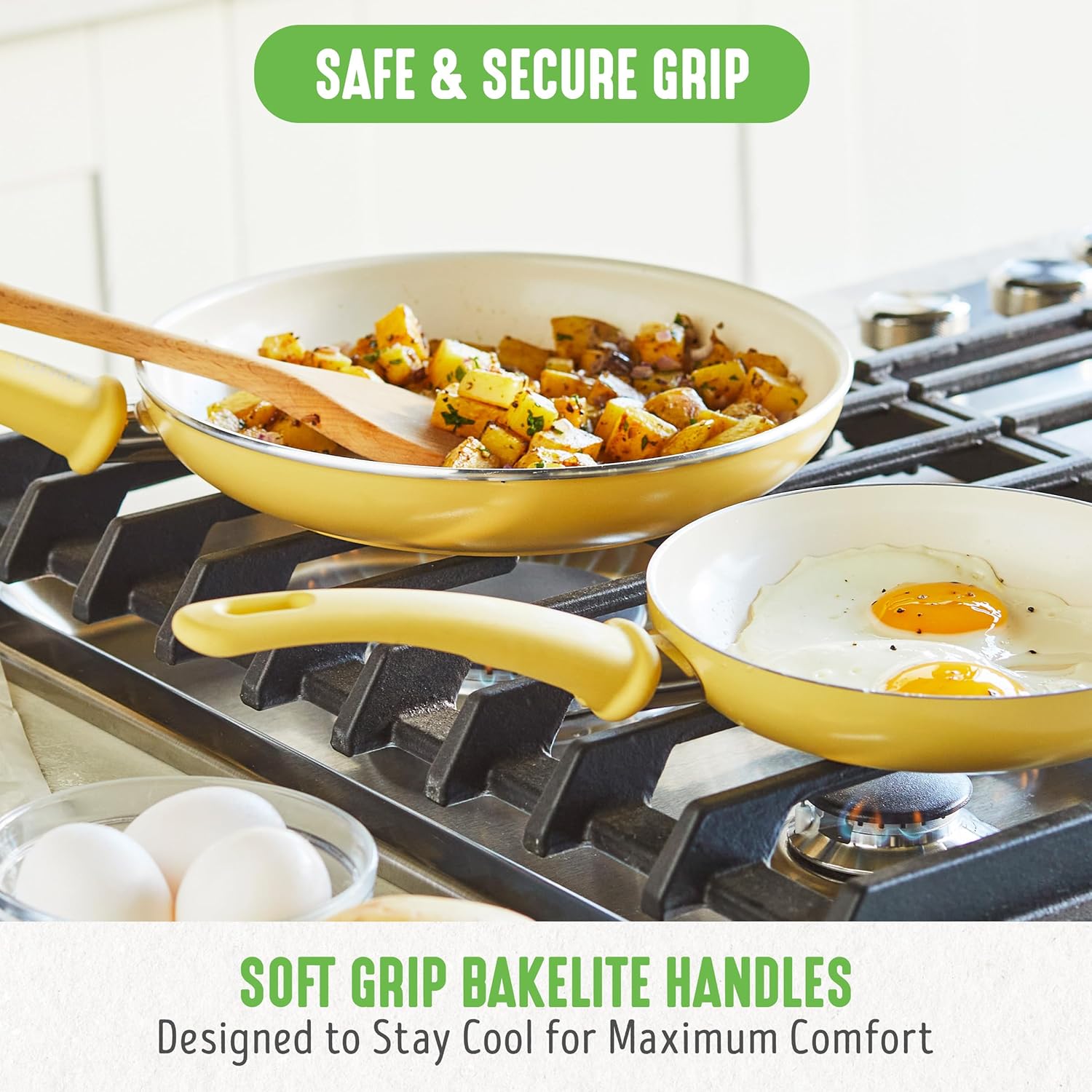 GreenLife Soft Grip 16-teiliges Antihaft-Keramik-Kochgeschirr-Set, bestehend aus Bratpfanne, Stielkasserolle und Topf, PFAS-frei, spülmaschinenfest, ofenfest, türkis