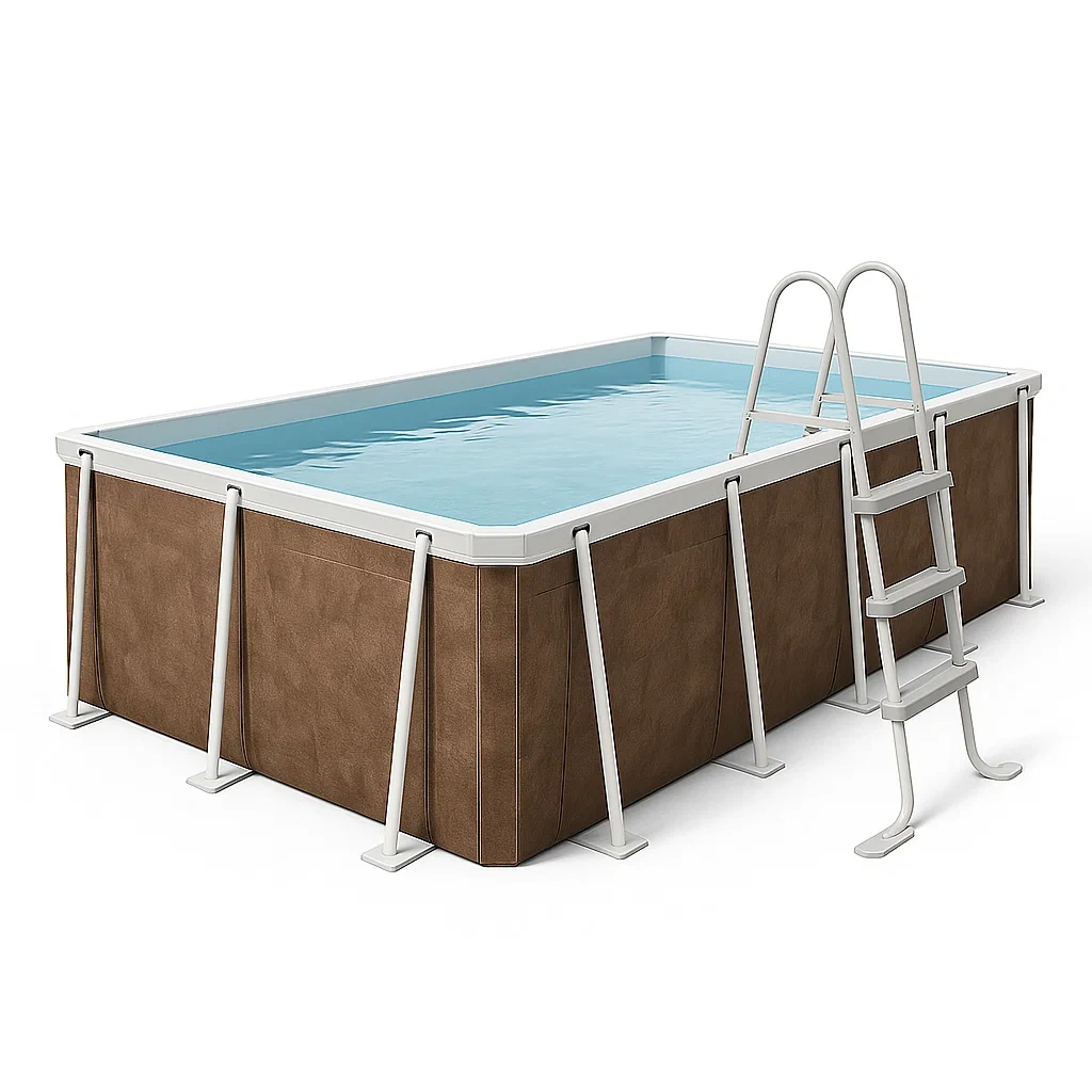 Piscine tubulaire rectangulaire amovible en acier 532 x 265 x 119 cm marron/blanc avec filtre et échelle pmLWXqR199JJ