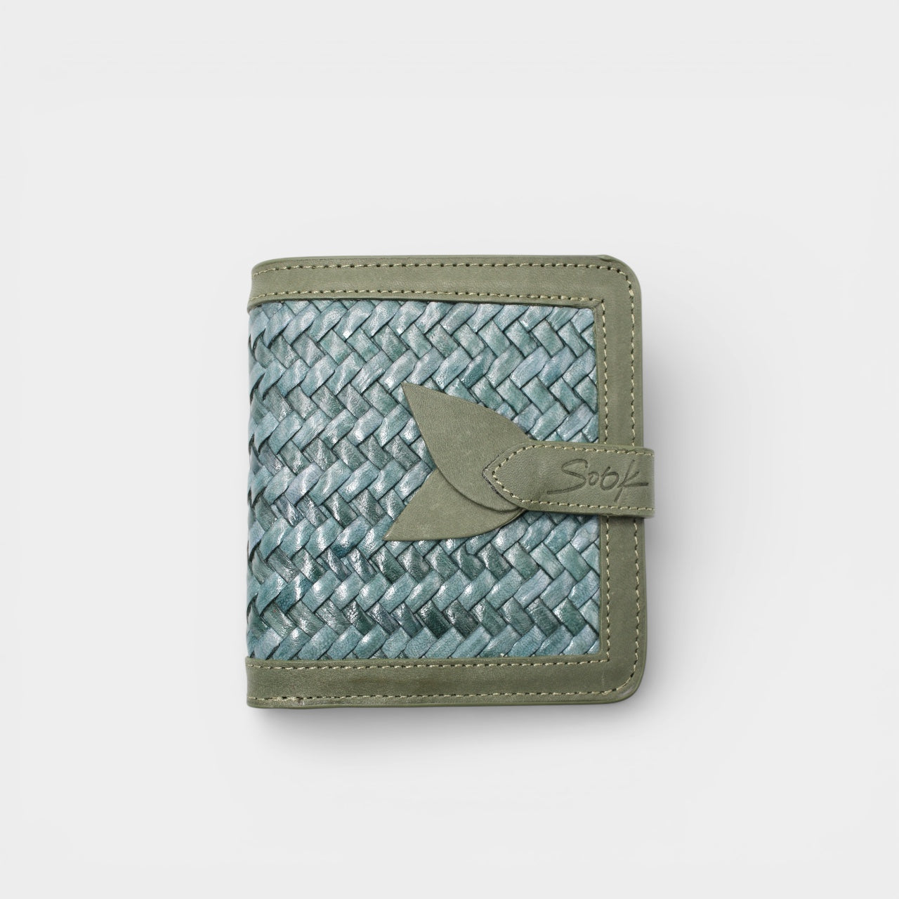 Lumi - Handwoven Leather Wallet | Avocado & Teal