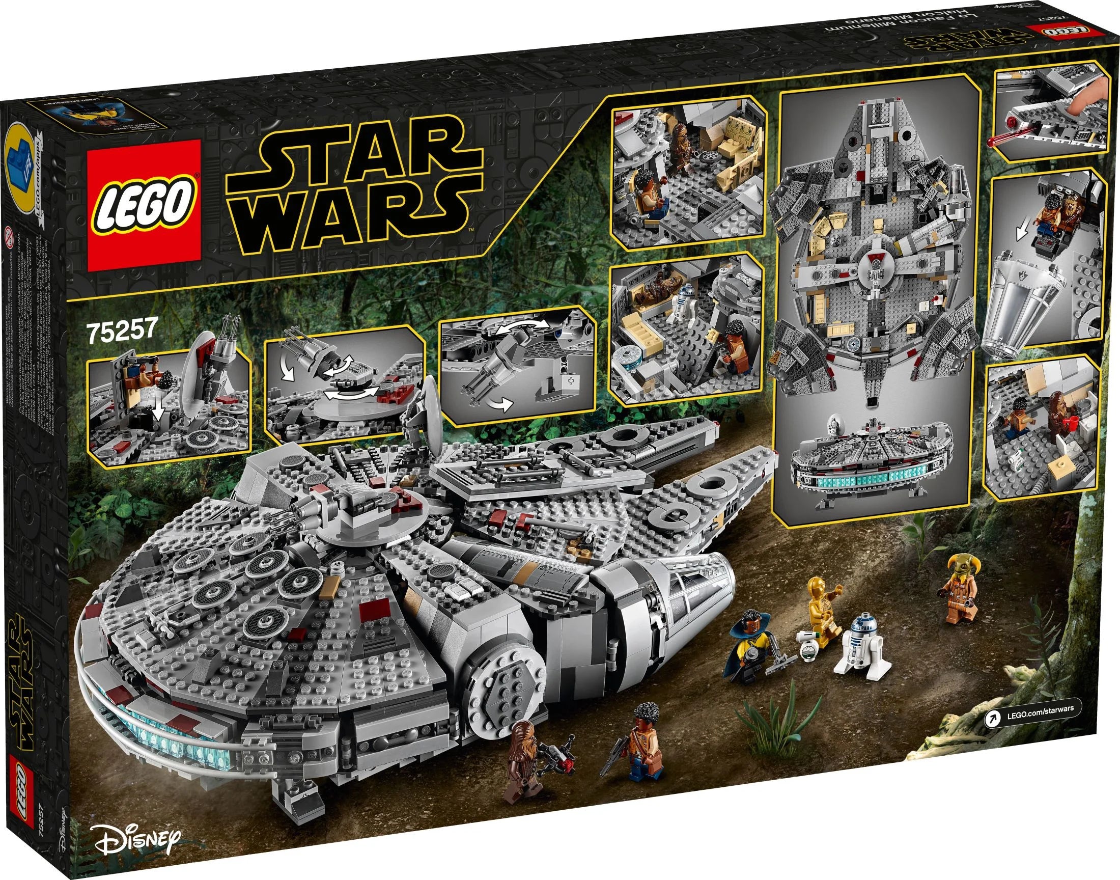 LEGO Star Wars Millennium Falcon 75257 Bauset – Raumschiffmodell mit Minifiguren von Finn, Chewbacca, Lando Calrissian, Boolio, C-3PO, R2-D2 und D-O, aus der „Der Aufstieg Skywalkers“-Filmkollektion