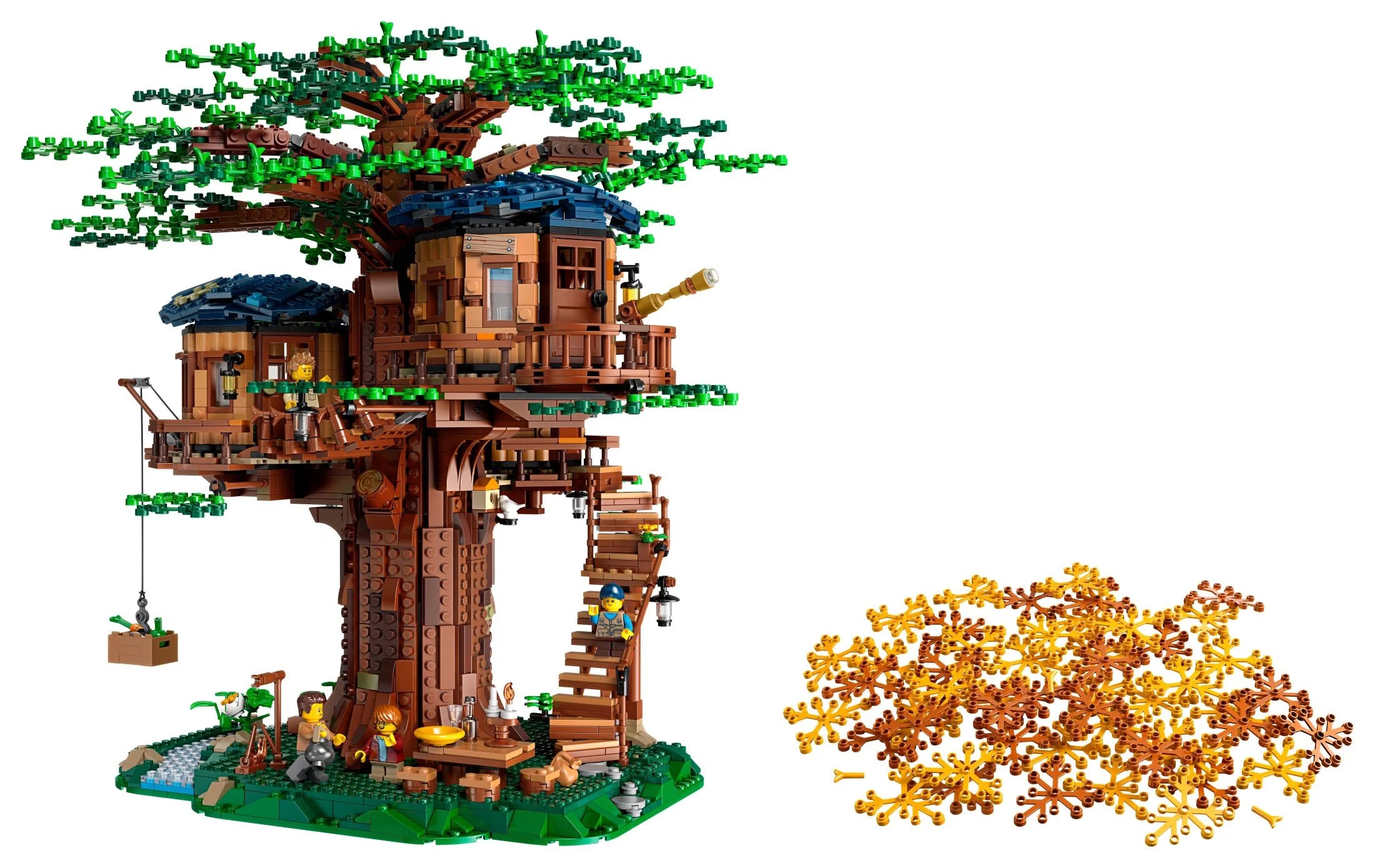 LEGO Ideas Tree House 21318 – Ensemble de construction pour les 16 ans et plus avec 3 cabanes, des feuilles interchangeables, des figurines et un oiseau
