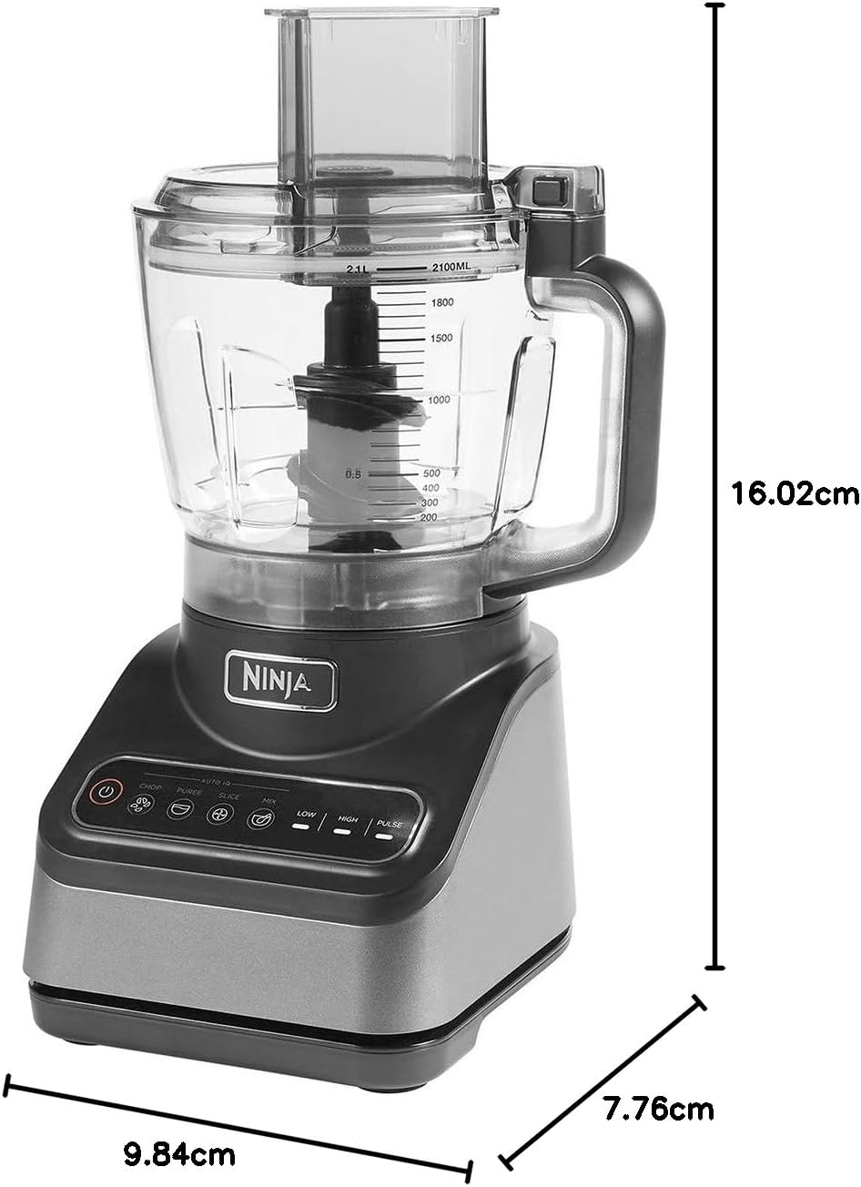 Ninja BN750EU 2-in-1-Standmixer – 1200 W, 3 Automatikprogramme, 4 manuelle Einstellungen, Auto-iQ-Technologie, 2,1-Liter-Behälter und 700-ml-Messbecher, spülmaschinenfeste Teile – Schwarz/Silber