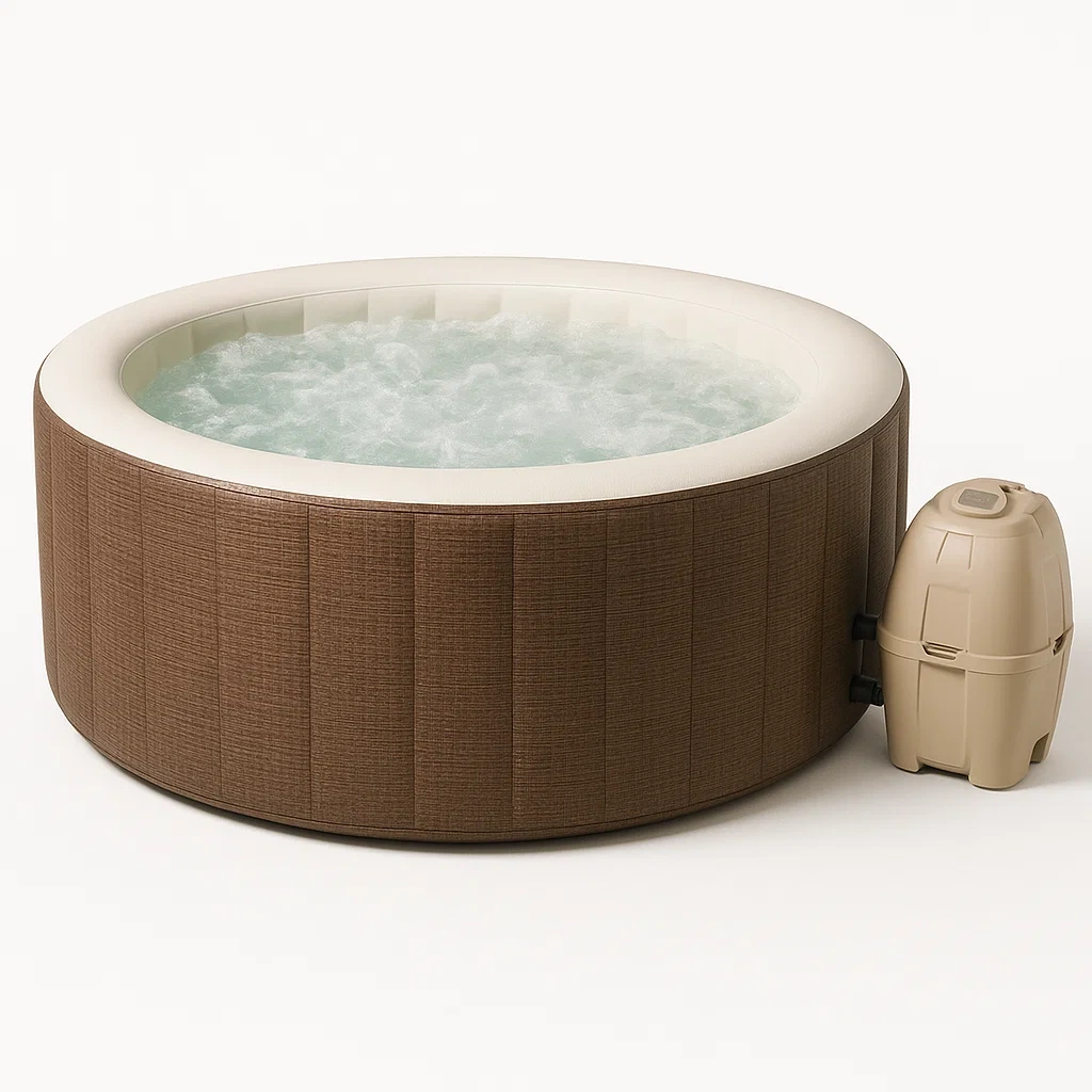 Spa gonflable 185x185x71 cm 4 places rond marron/blanc FLdfJYz375Ze