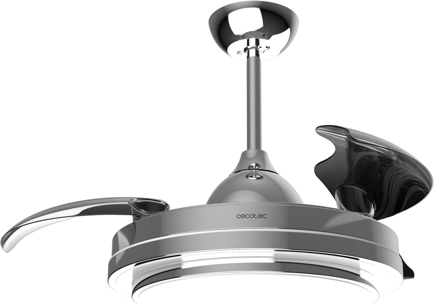 Ventilateur de plafond Cecotec à pales rétractables et lampe invisible EnergySilence Aero 4280 en acier, 40 W, diamètre 42 pouces (106 cm), minuterie, 3 tons lumineux, fonction été-hiver