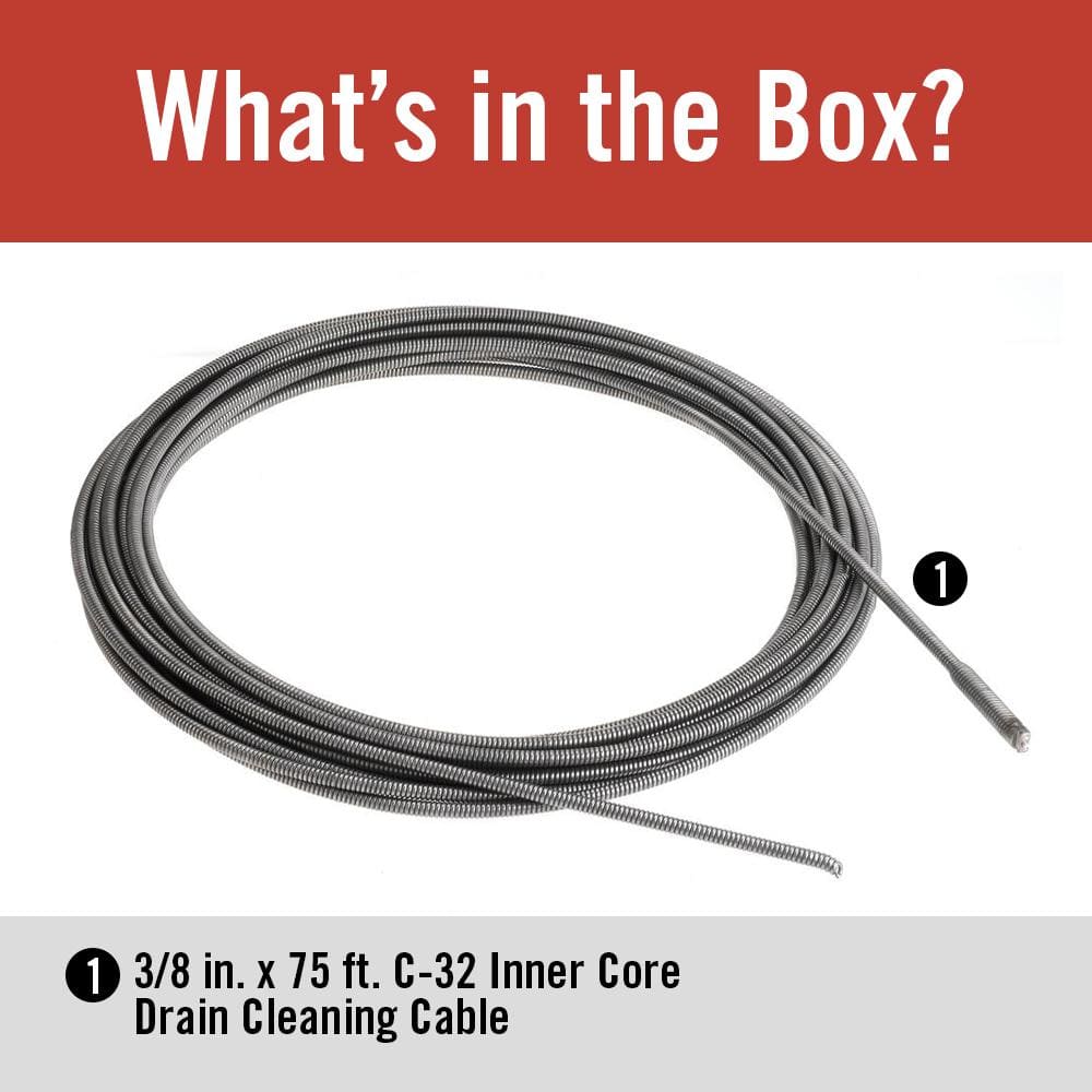 Câble de remplacement 2025 C-32 IC à âme interne pour machine de nettoyage de canalisations K-3800 - 3/8 x 75 pi. Catalogue 37847