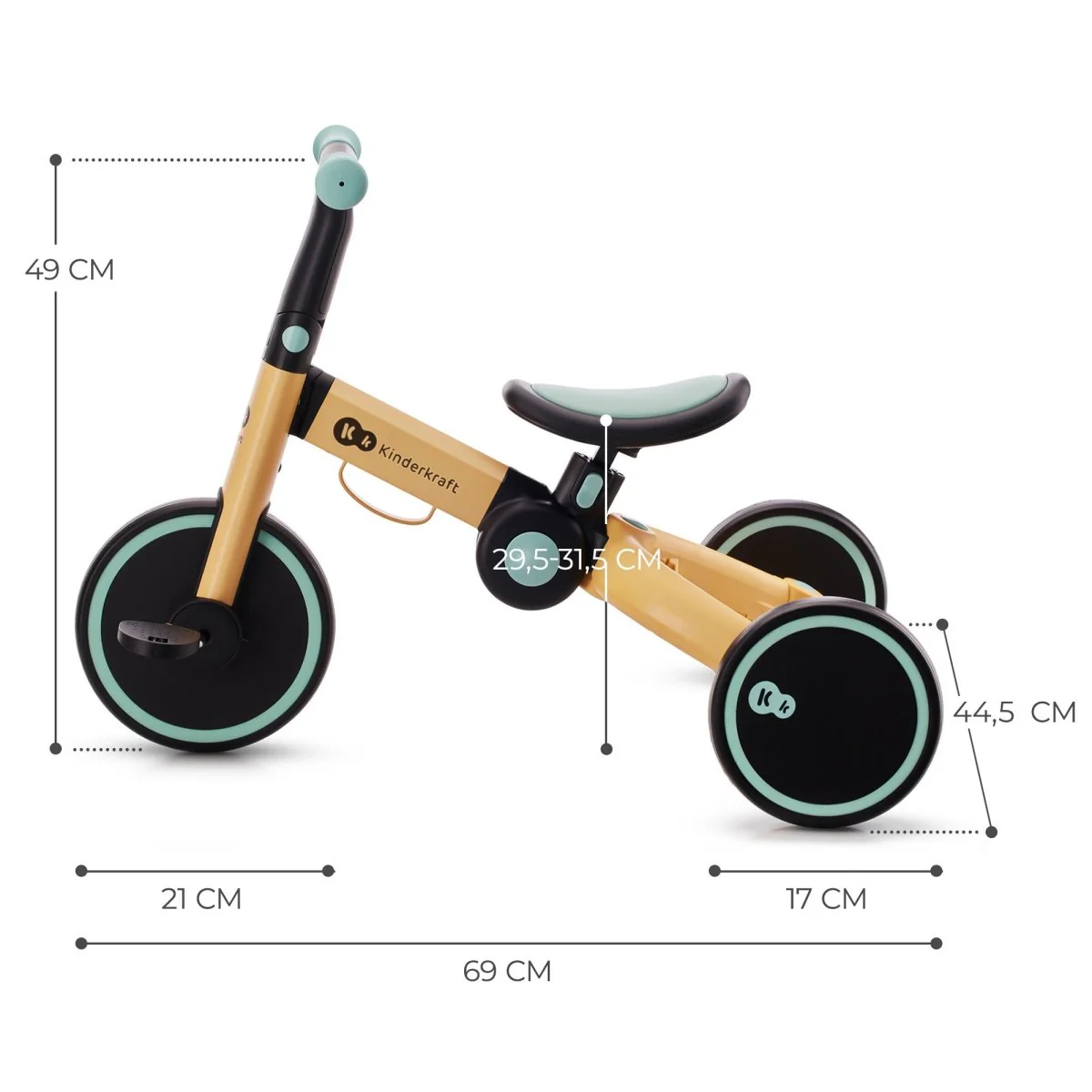 2025 3 i 1 4Trike trehjulet cykel